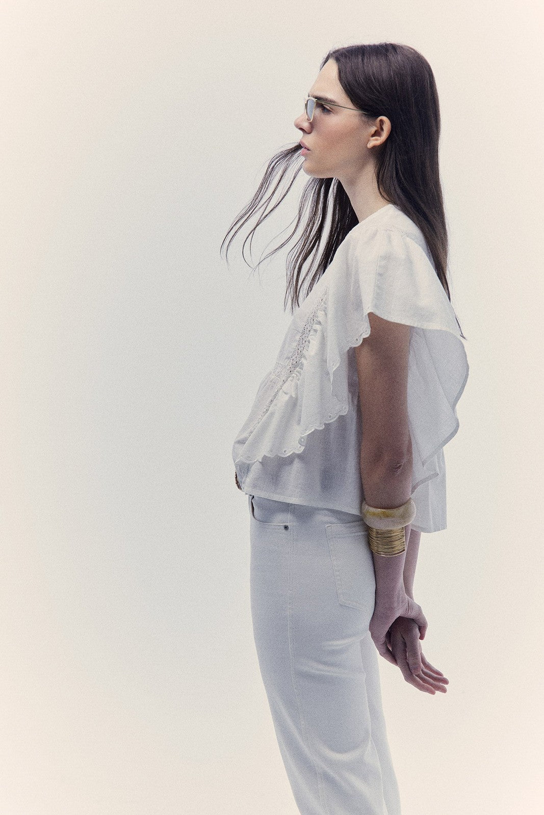 Sfera Lace butterfly sleeve blouse - White 4 Shaws Department Stores