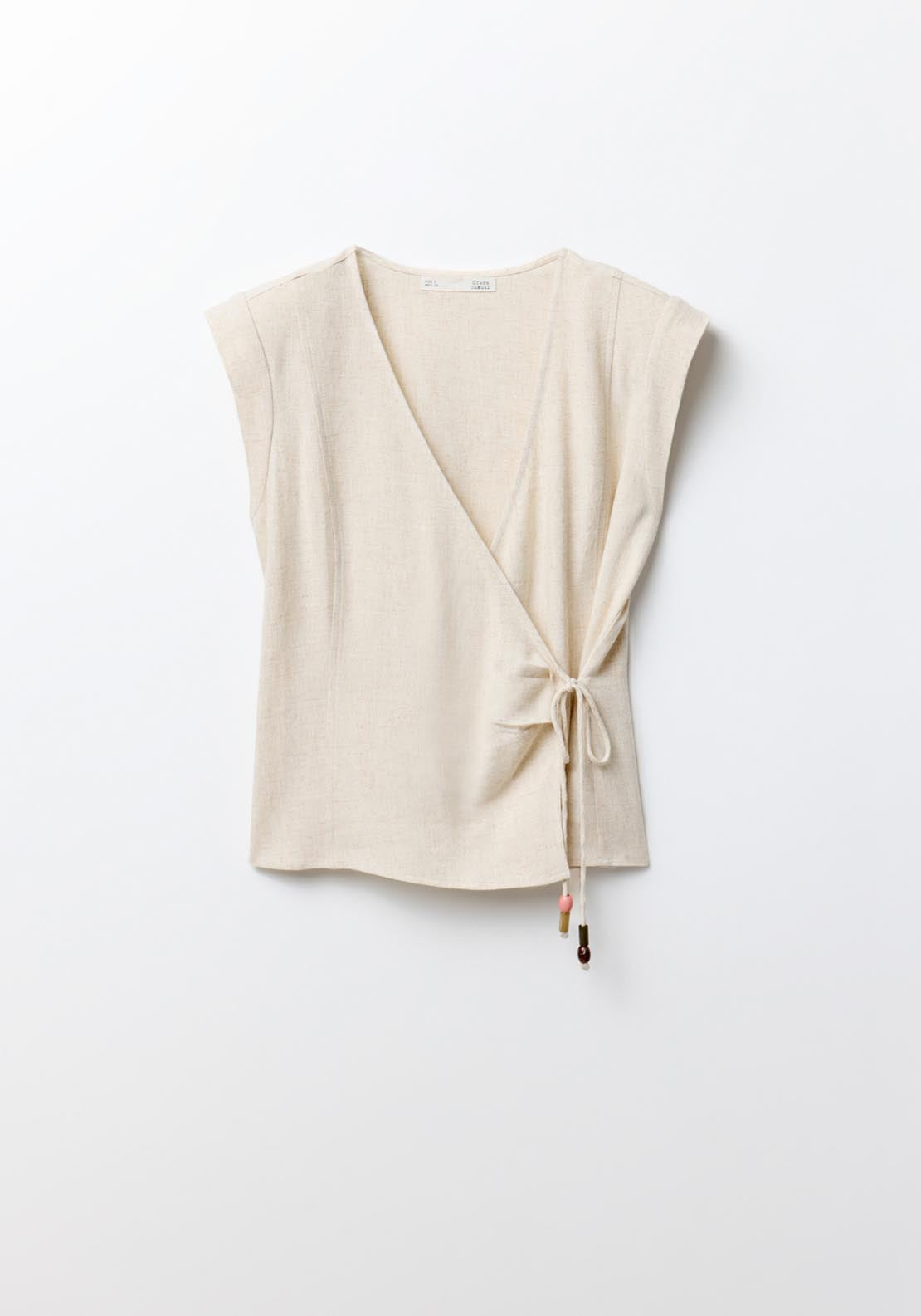 Sfera Sleeveless Crossover Blouse - Beige 6 Shaws Department Stores