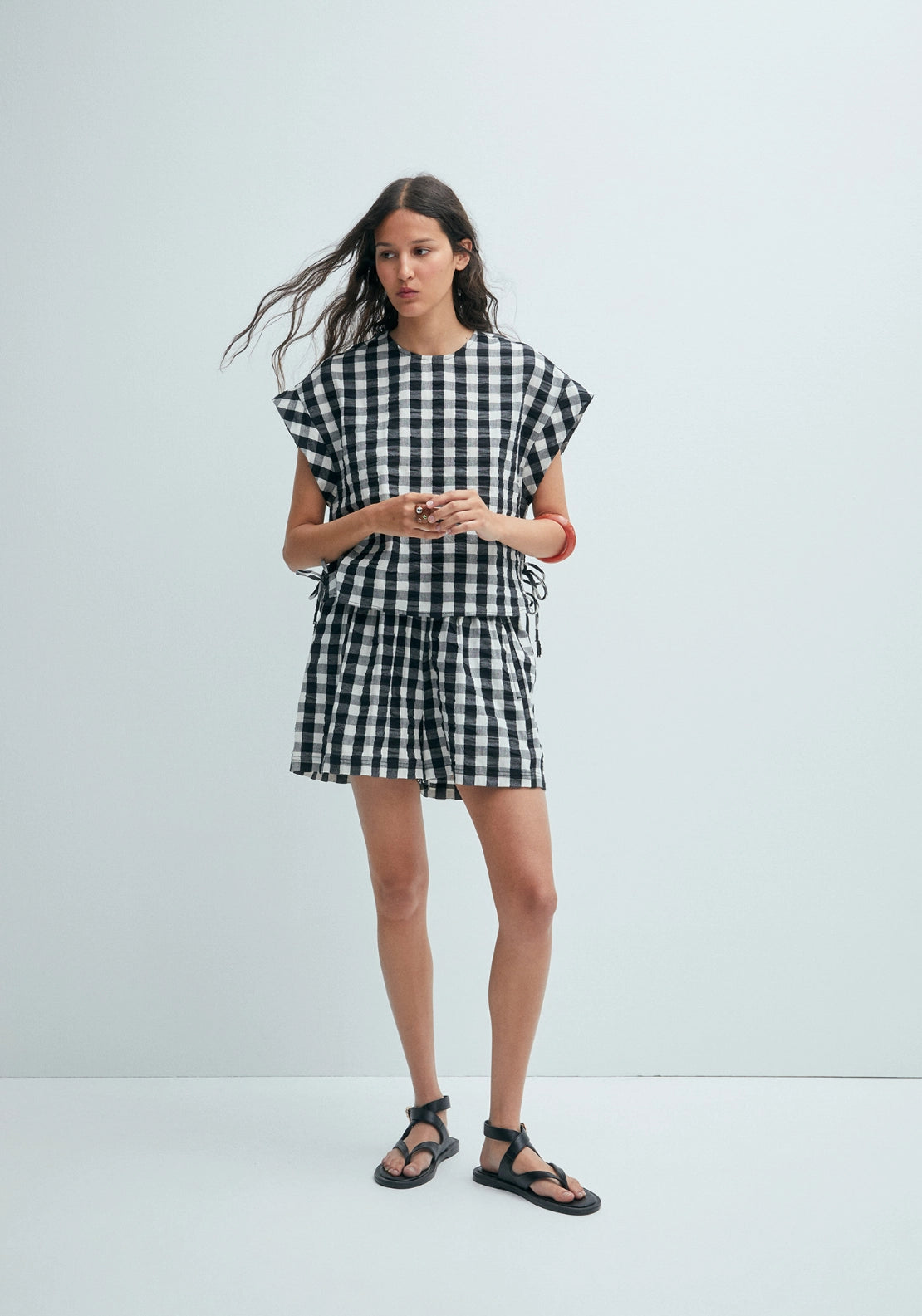 Gingham Top - White &amp; Black
