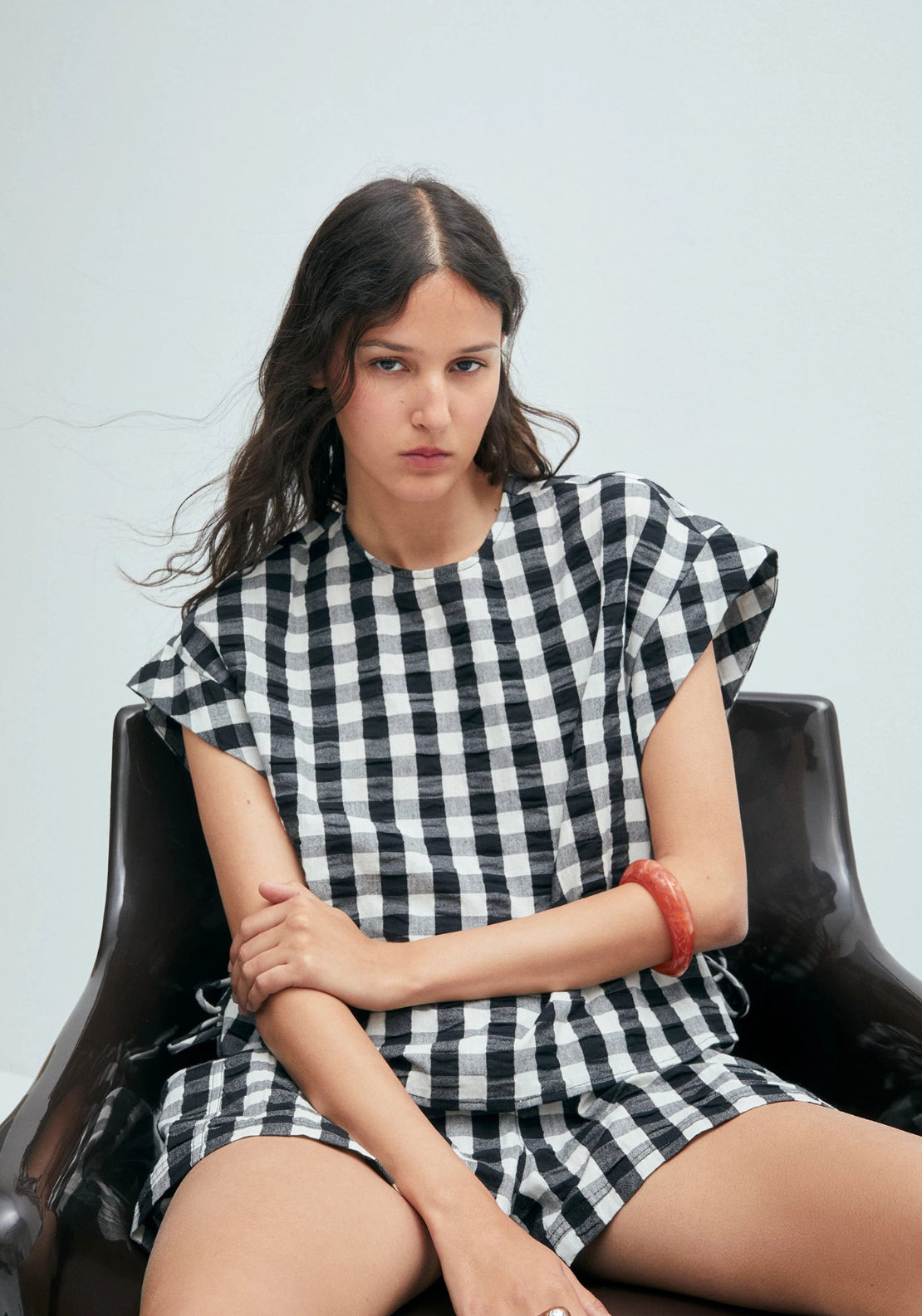 Gingham Top - White &amp; Black