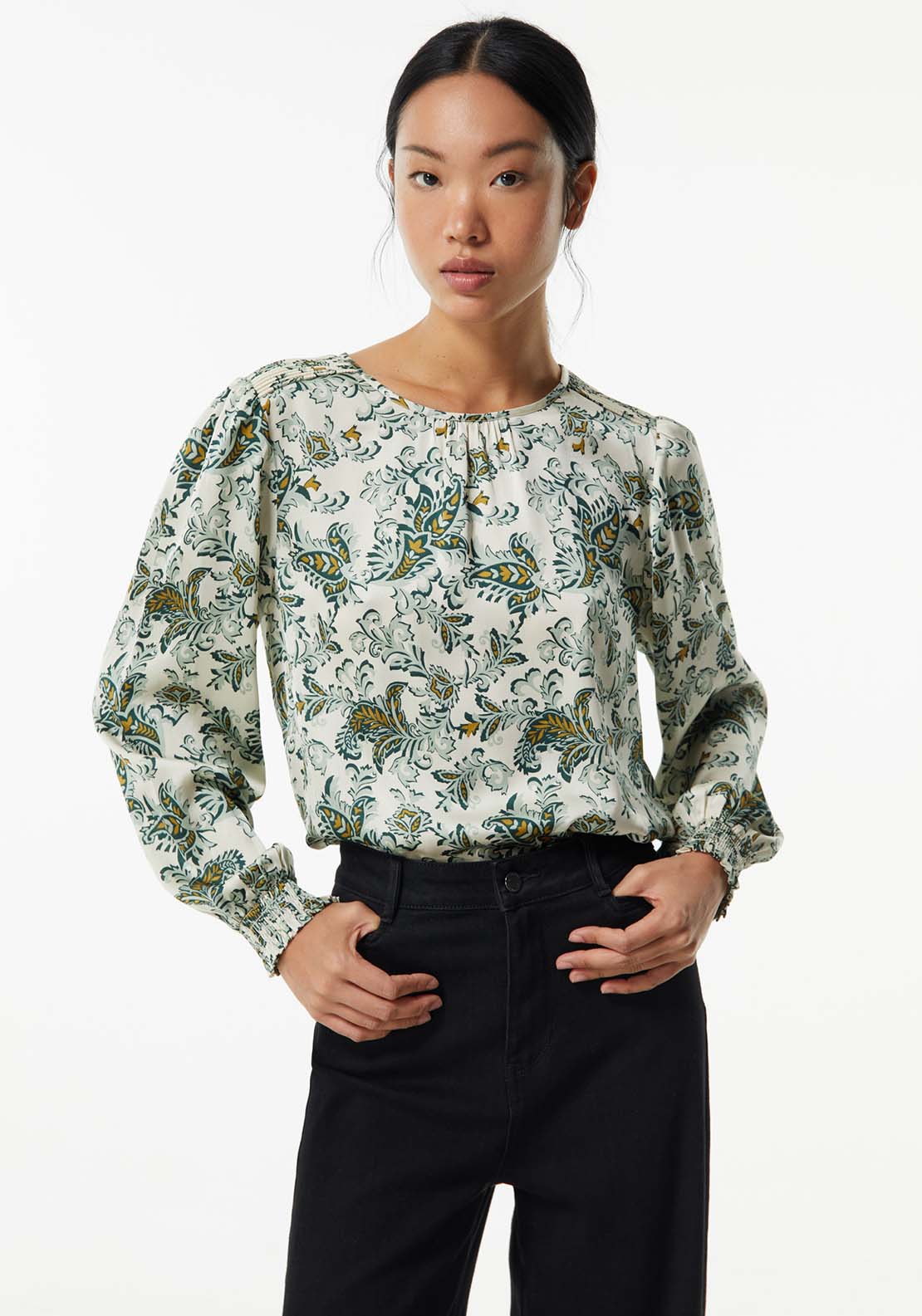 Sfera Basic Printed Top - Light Green 1 Shaws Department Stores
