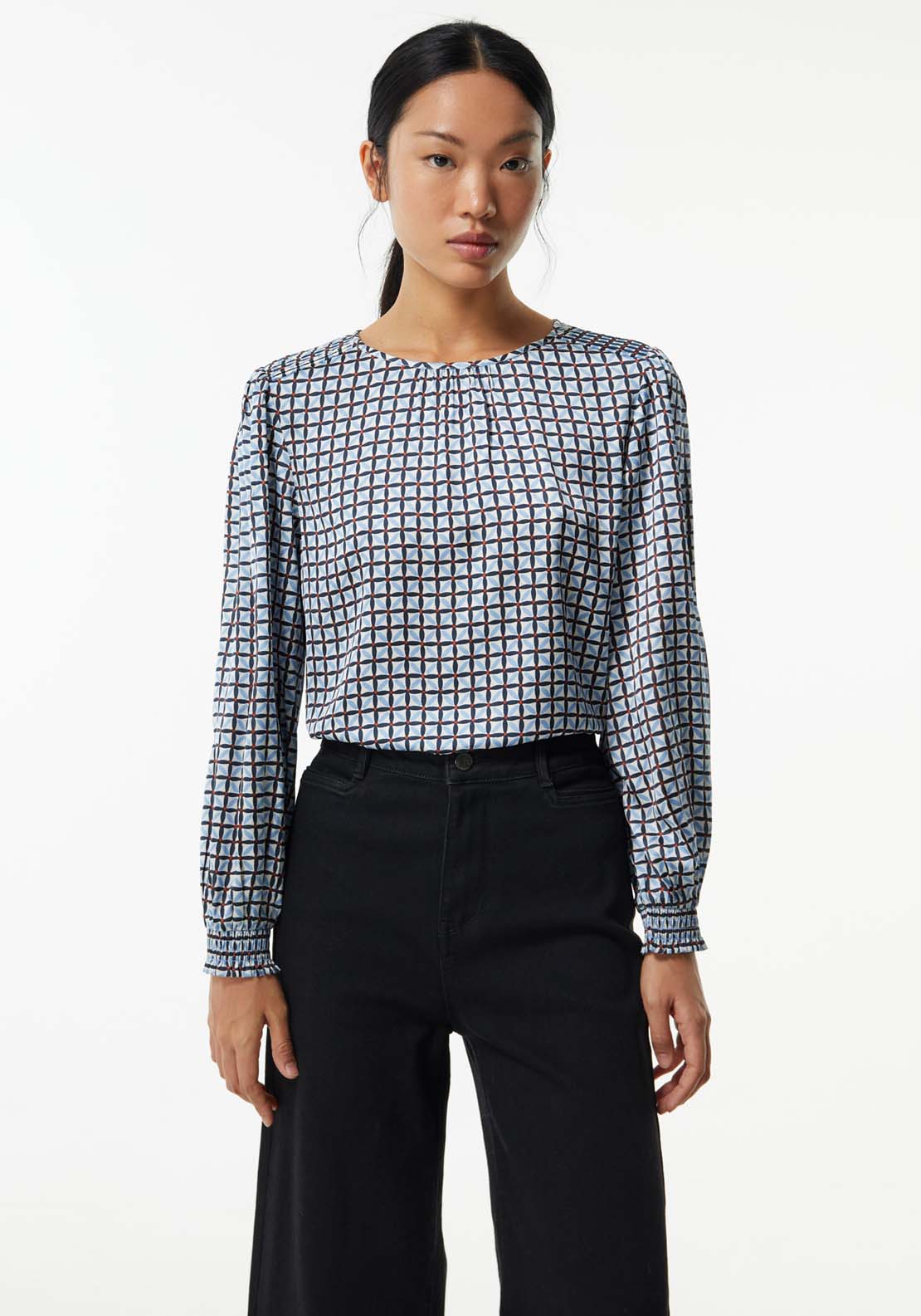 Sfera Basic printed top - Navy 1 Shaws Department Stores