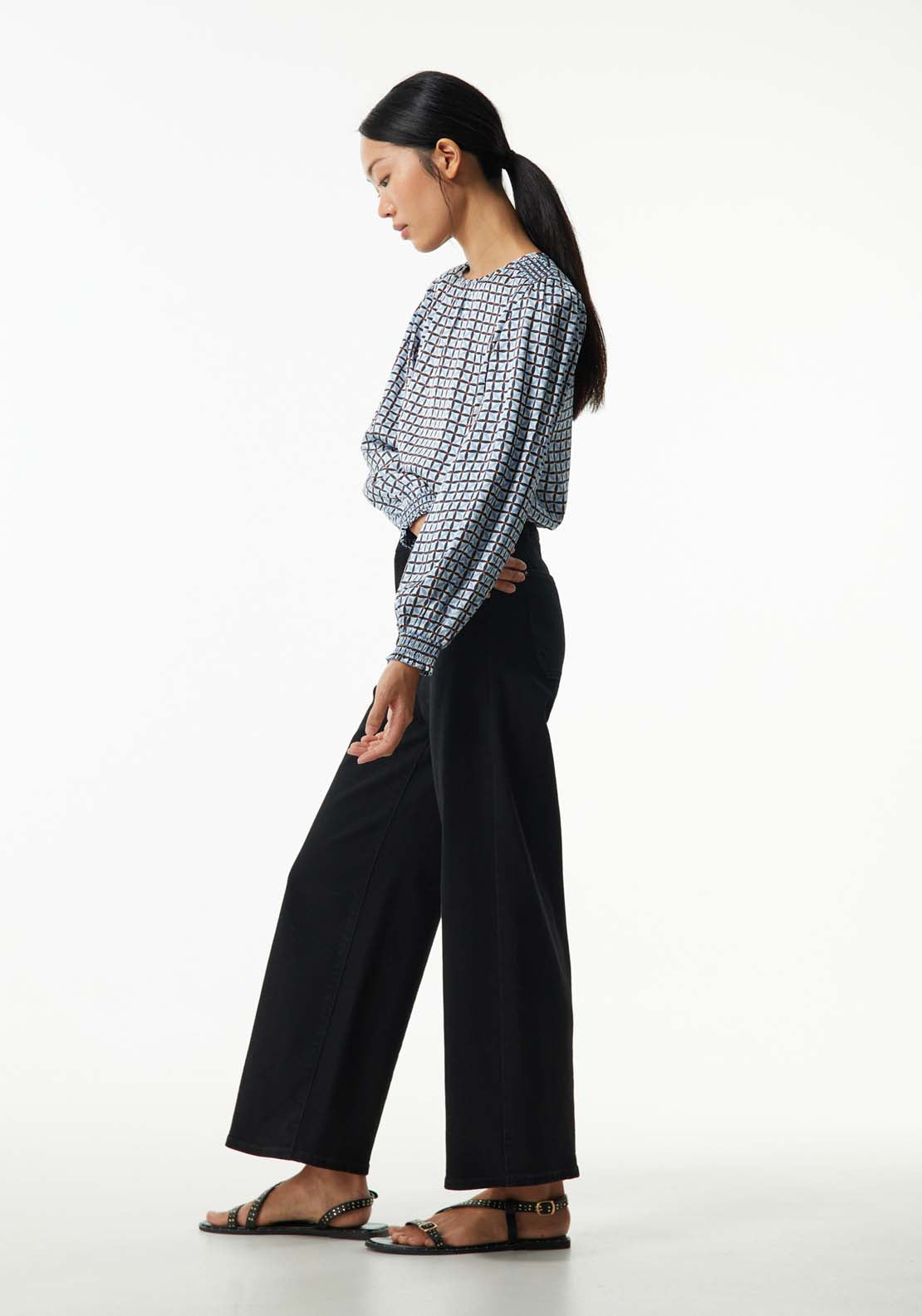 Sfera Basic printed top - Navy 3 Shaws Department Stores