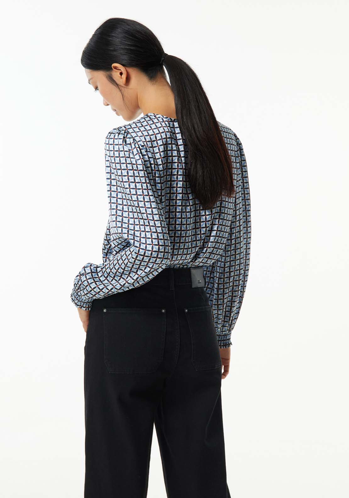 Sfera Basic printed top - Navy 4 Shaws Department Stores