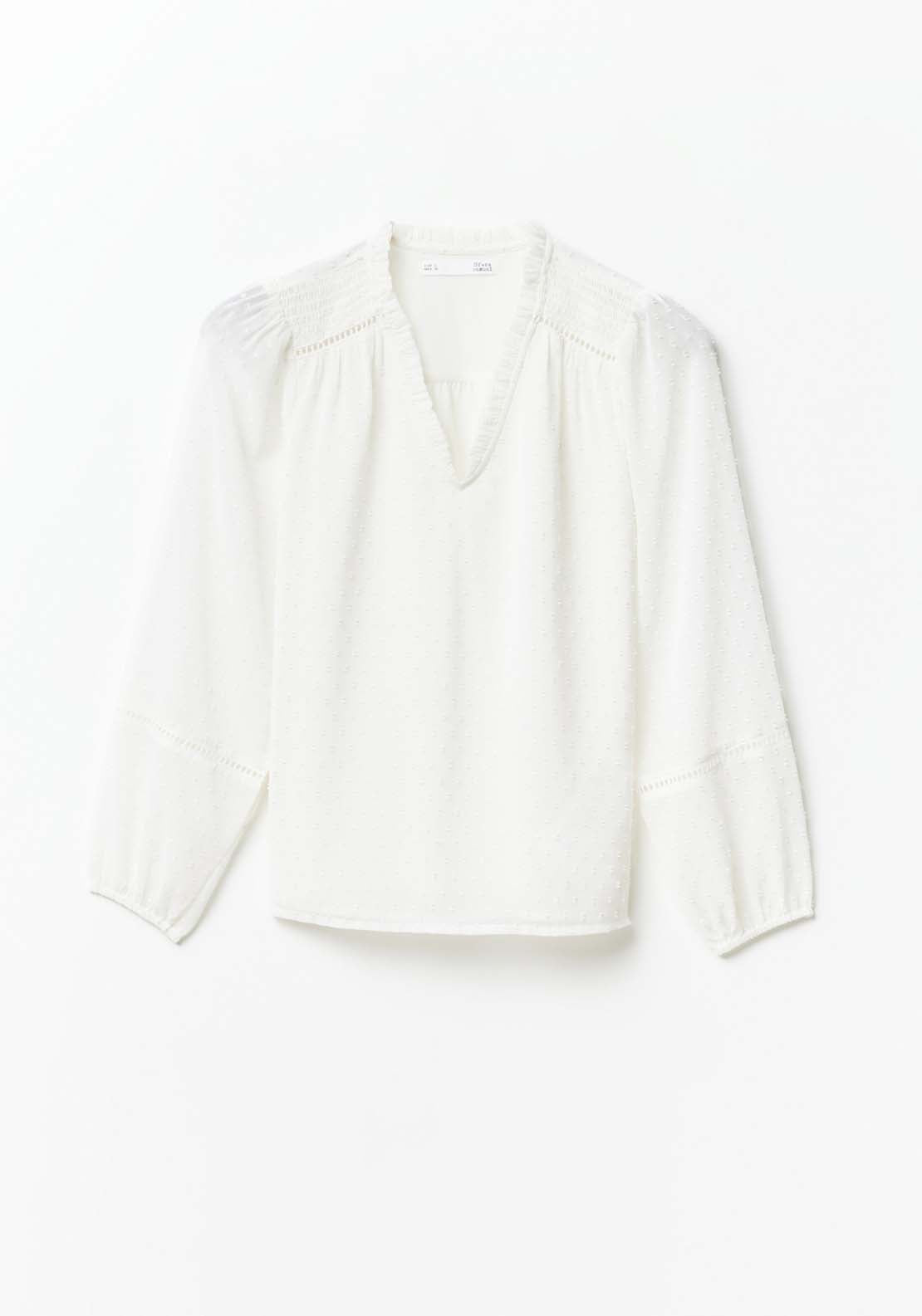 Sfera Elastic details plumetis blouse - White 5 Shaws Department Stores