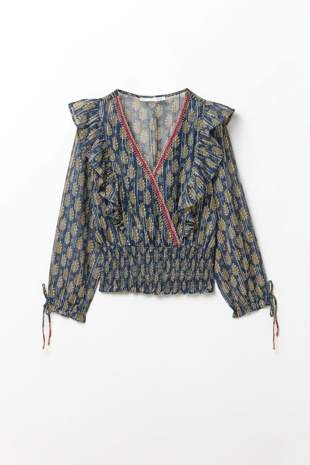 Sfera Chiffon lurex blouse - Navy 13 Shaws Department Stores