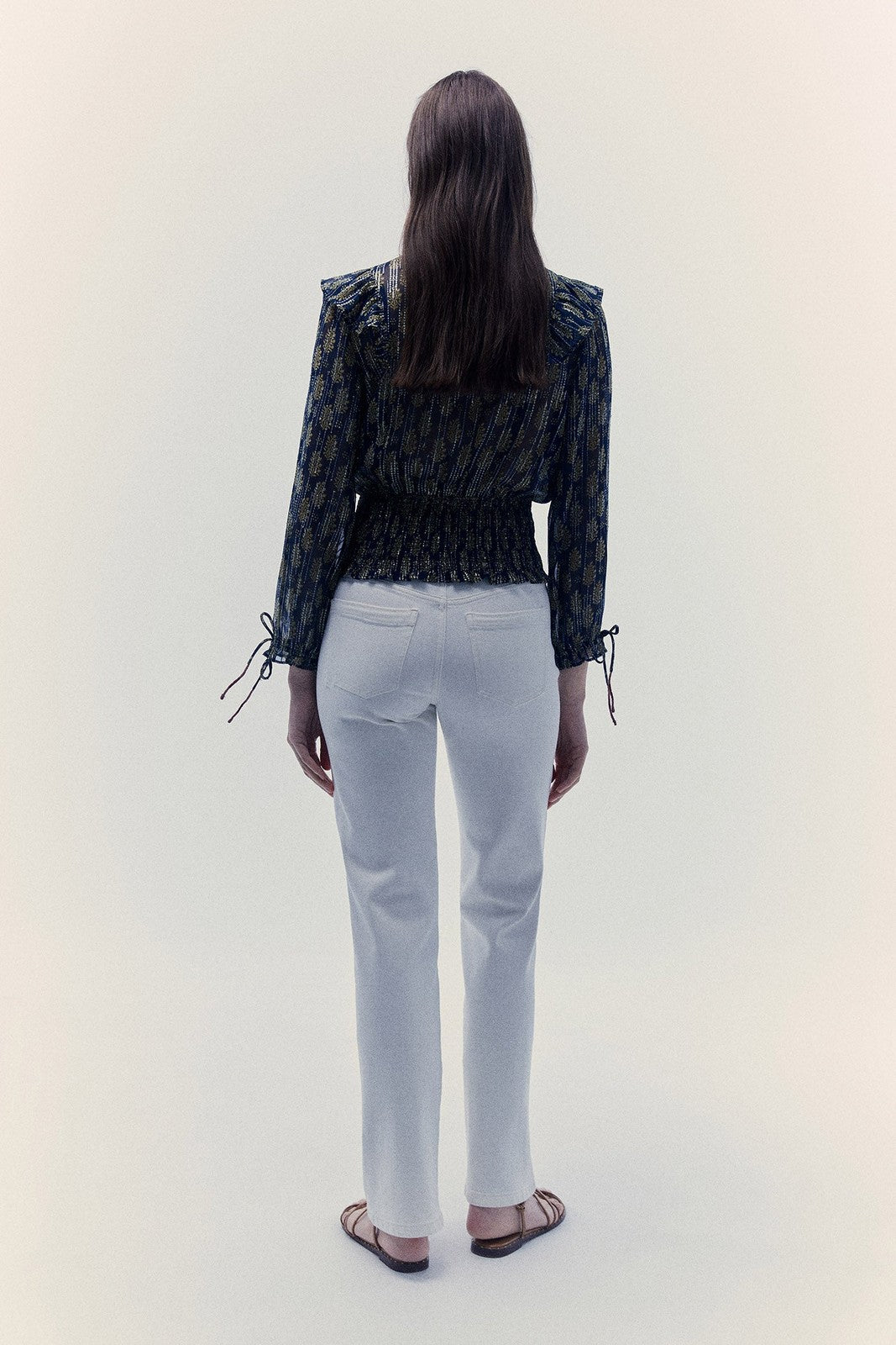 Sfera Chiffon lurex blouse - Navy 5 Shaws Department Stores