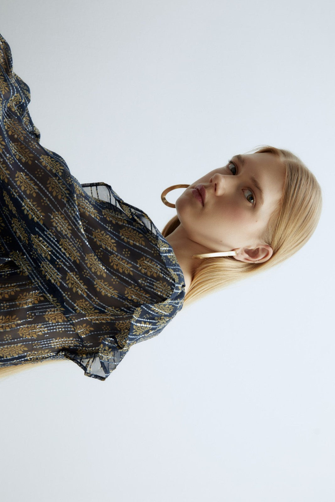 Sfera Chiffon lurex blouse - Navy 7 Shaws Department Stores