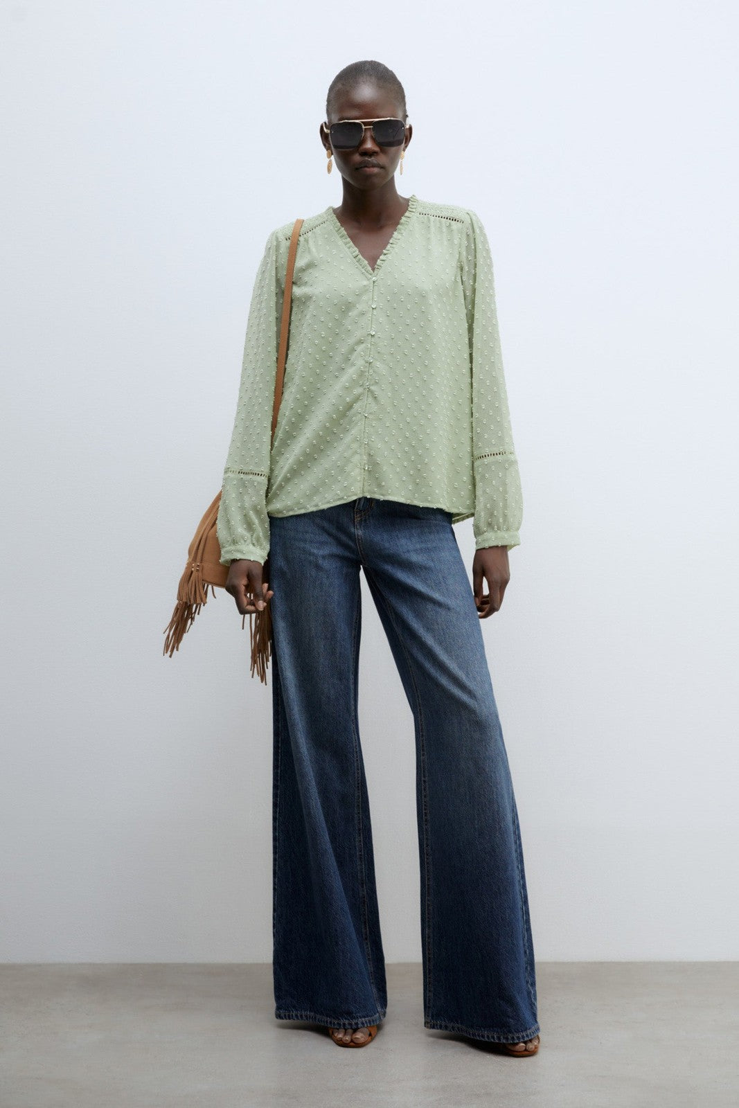 Sfera Buttons plumetis shirt - Light Green 2 Shaws Department Stores