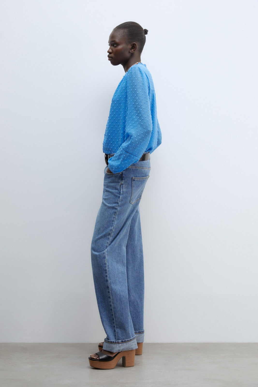 Sfera Buttons plumetis shirt - Blue 4 Shaws Department Stores