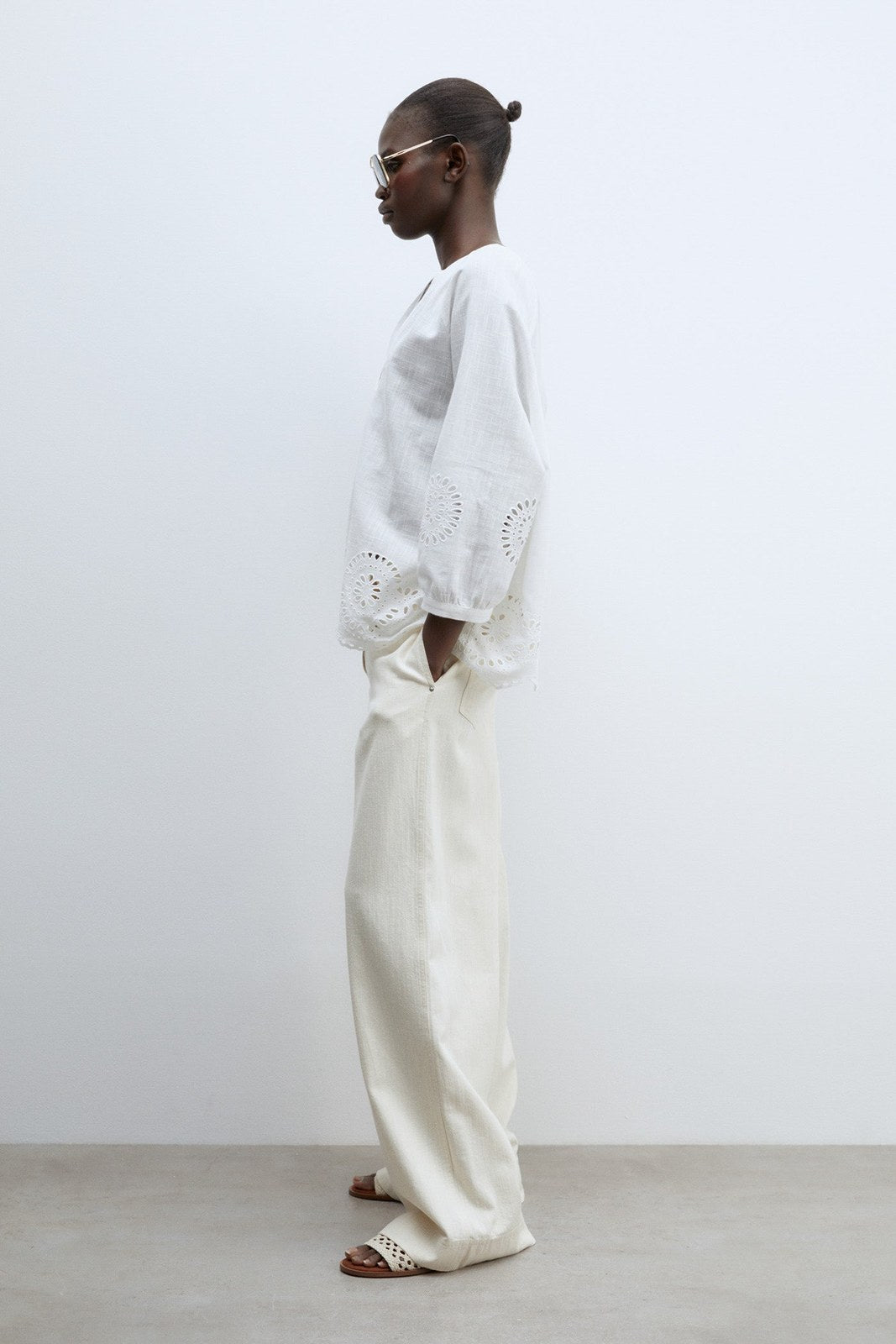 Sfera Buttons raglan blouse - White 5 Shaws Department Stores