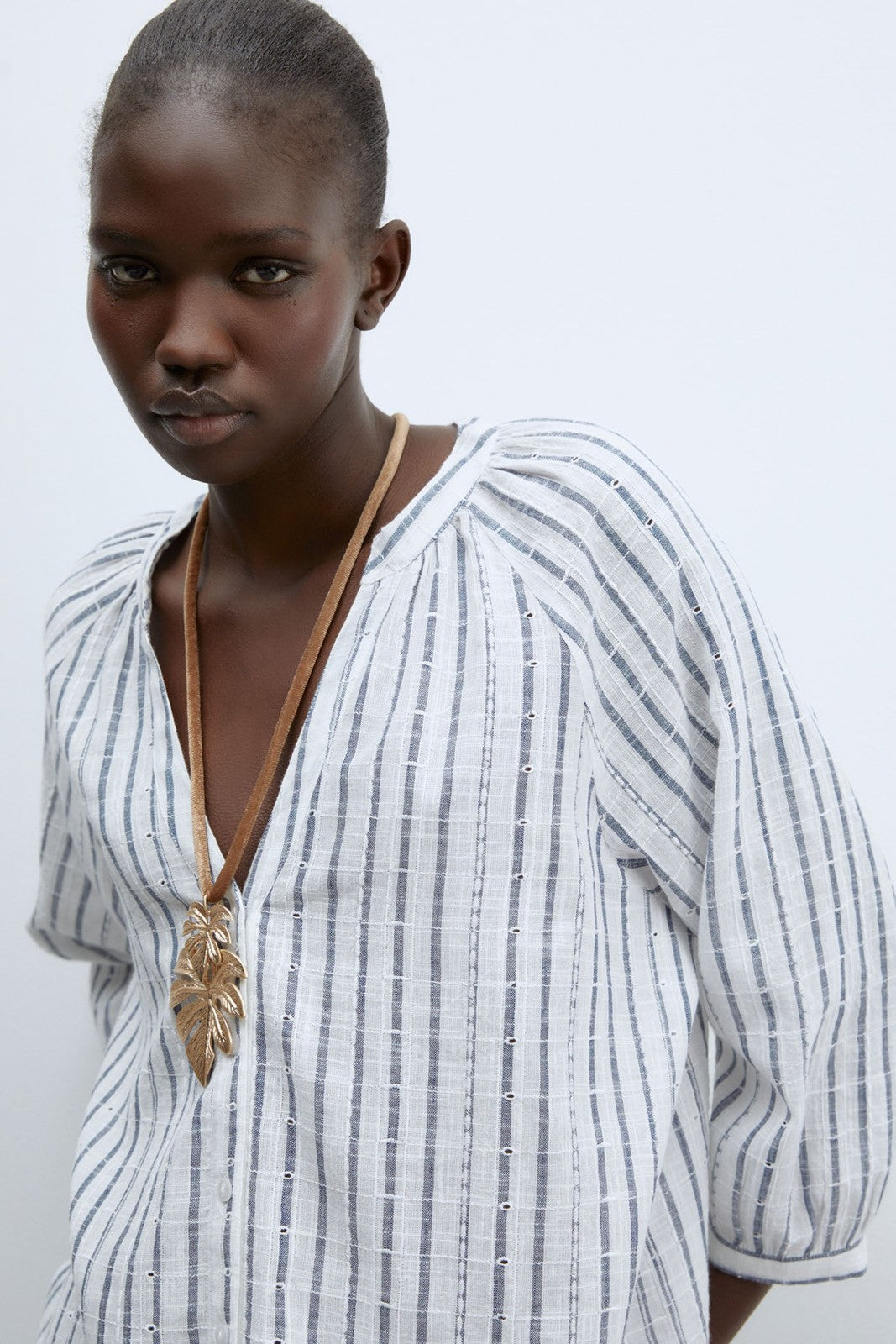 Sfera Buttons raglan blouse - Print Blue 4 Shaws Department Stores