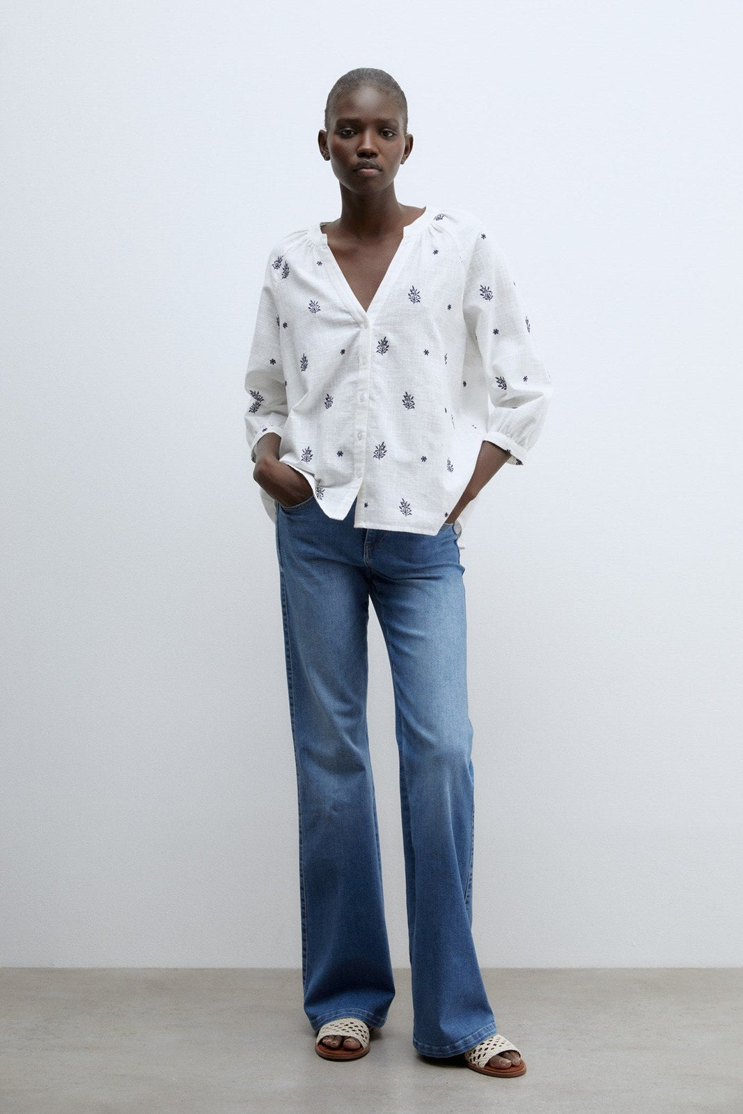 Sfera Buttons raglan blouse - Blue Acid 5 Shaws Department Stores