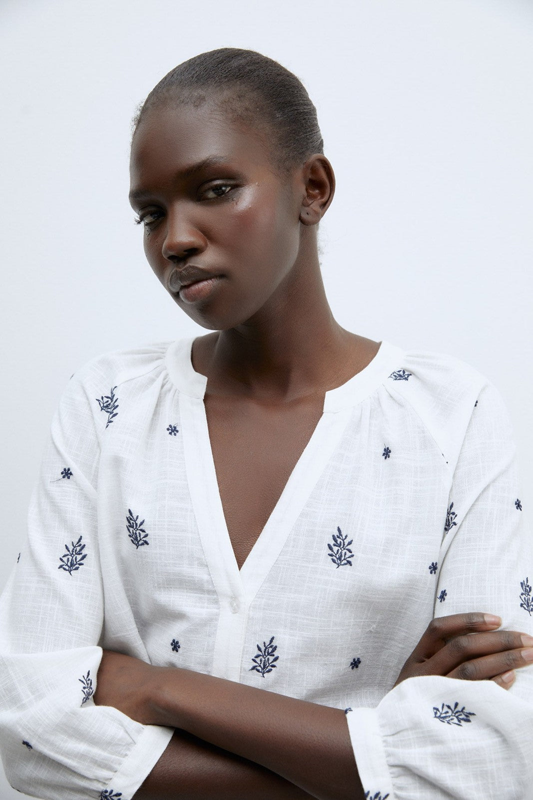 Sfera Buttons raglan blouse - Blue Acid 7 Shaws Department Stores