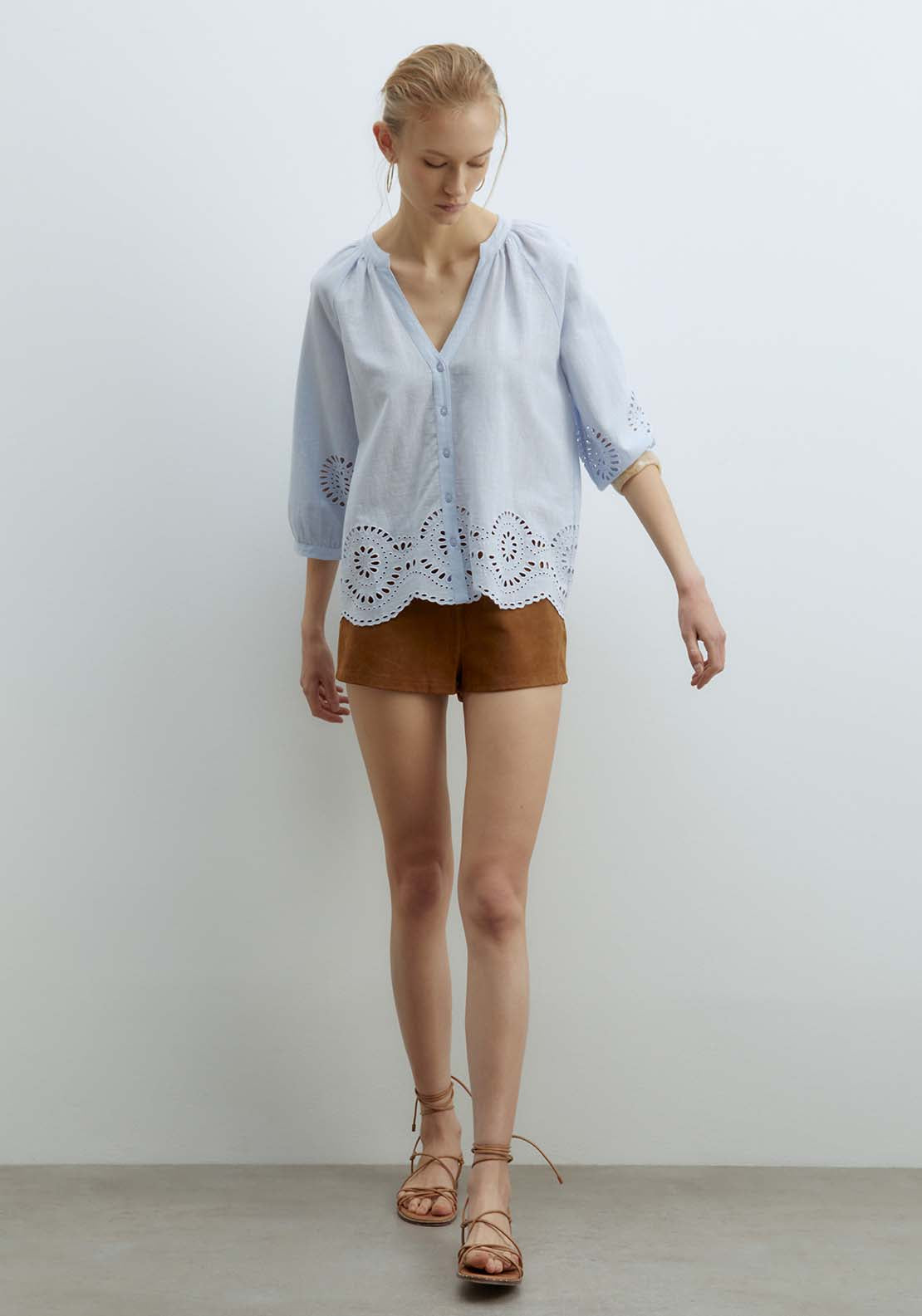 Sfera Buttons Raglan Blouse - Blue Light 5 Shaws Department Stores