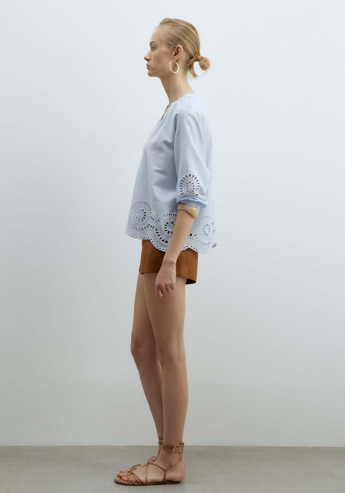 Sfera Buttons Raglan Blouse - Blue Light 3 Shaws Department Stores