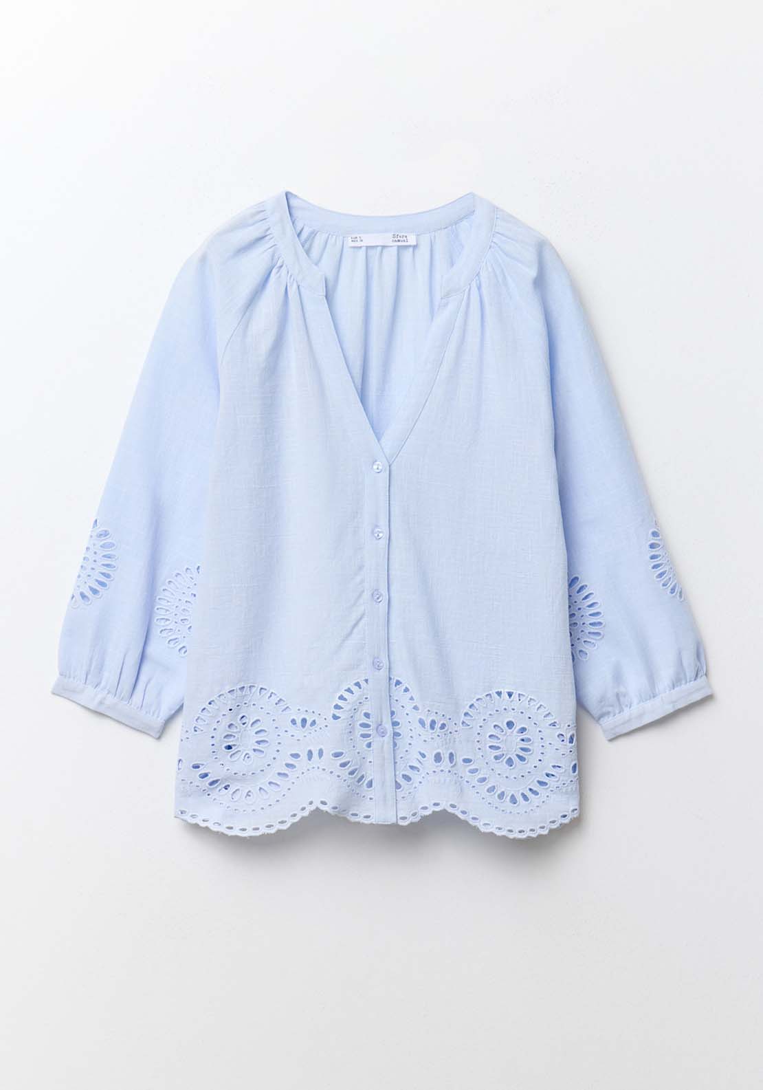 Sfera Buttons Raglan Blouse - Blue Light 6 Shaws Department Stores