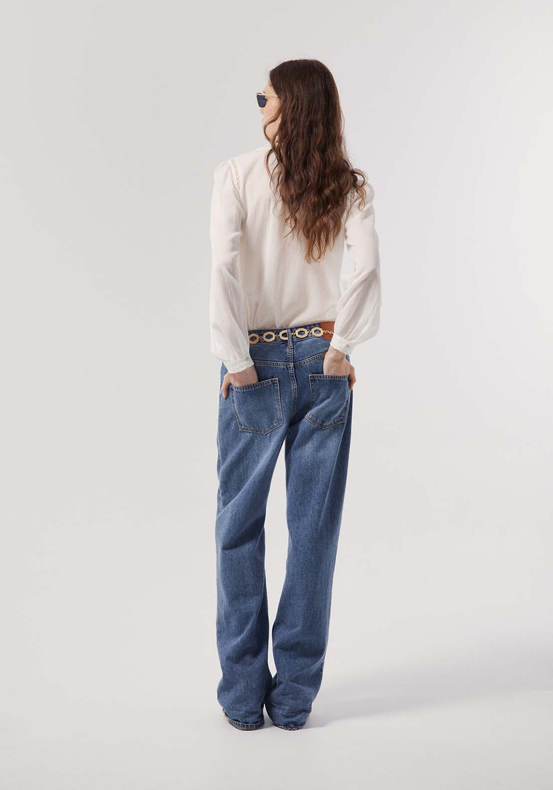 Chest Embroidery Blouse - White