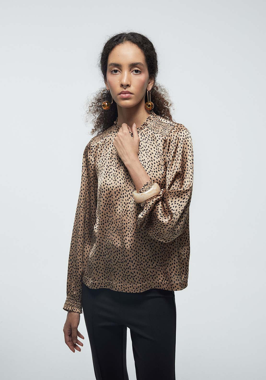 Basic Shirred Blouse - Print Marro