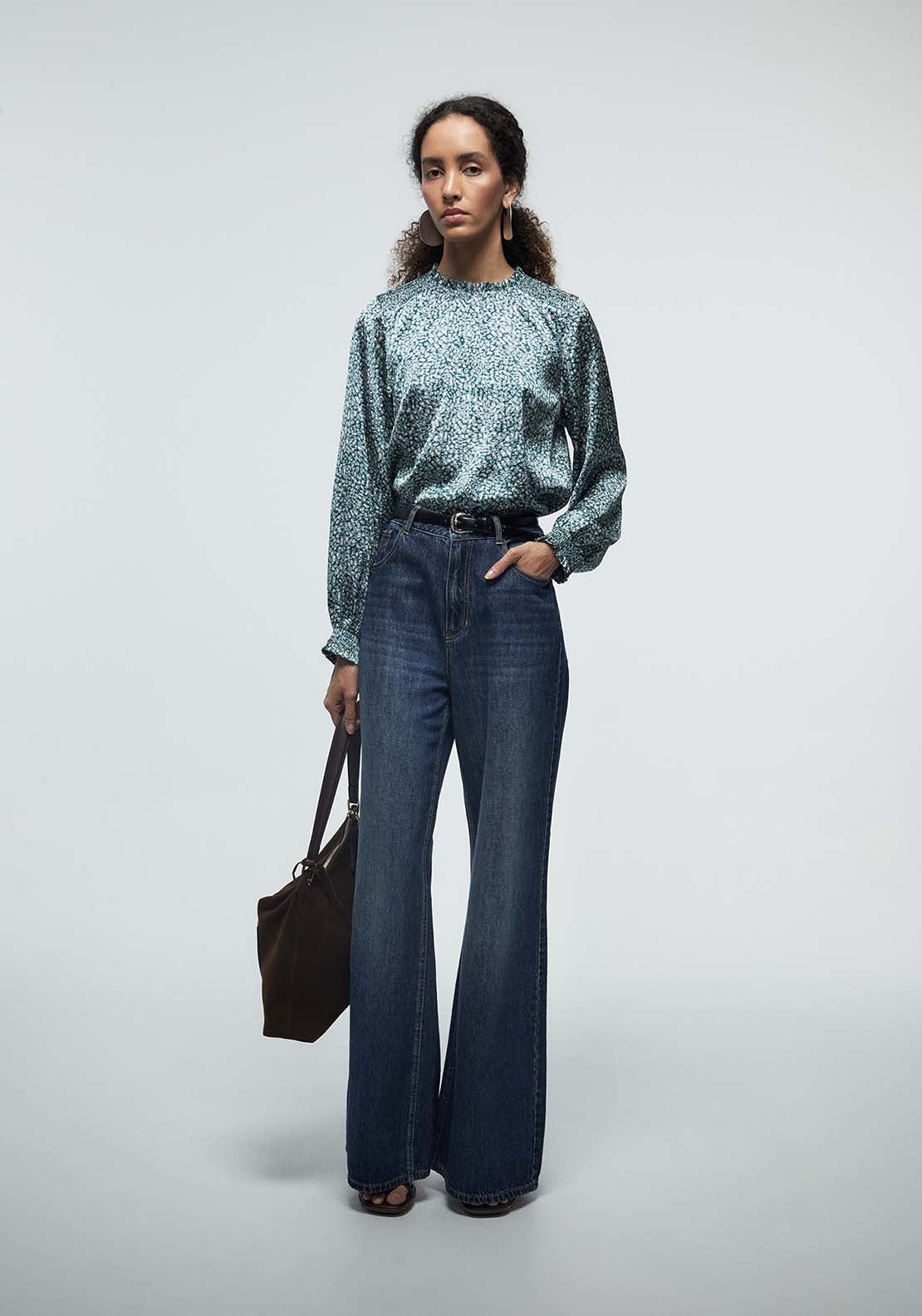 Basic Shirred Blouse - Green