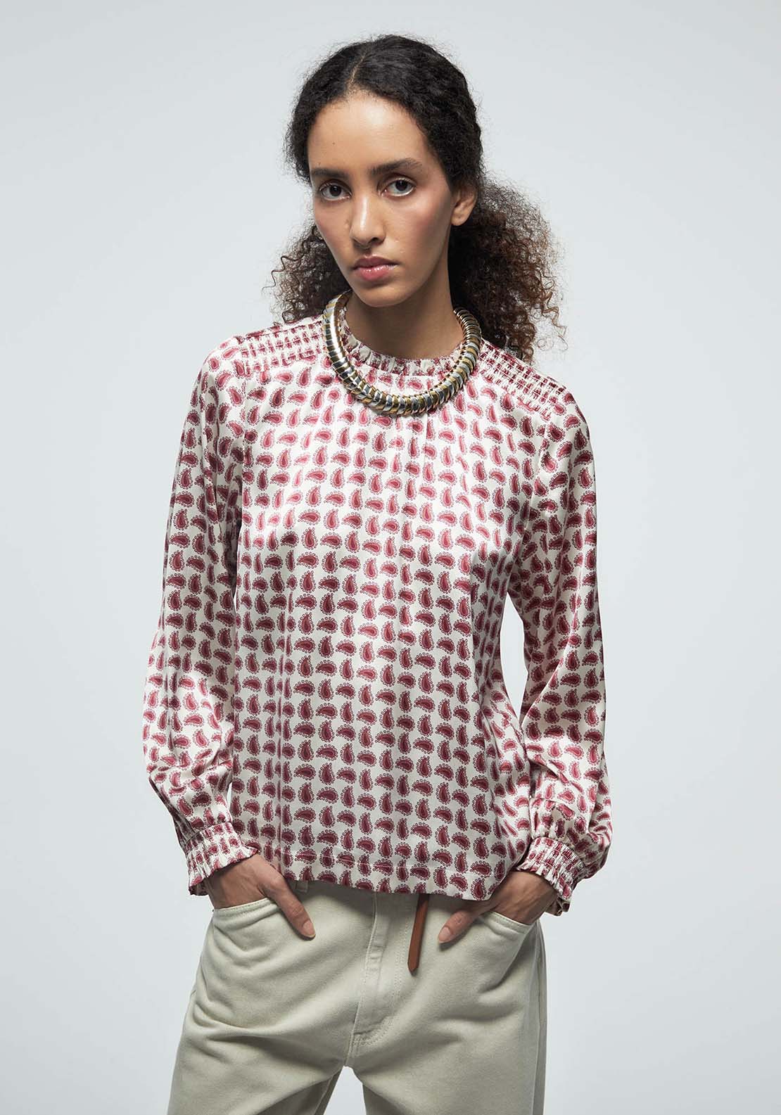 Basic Shirred Blouse - Pink