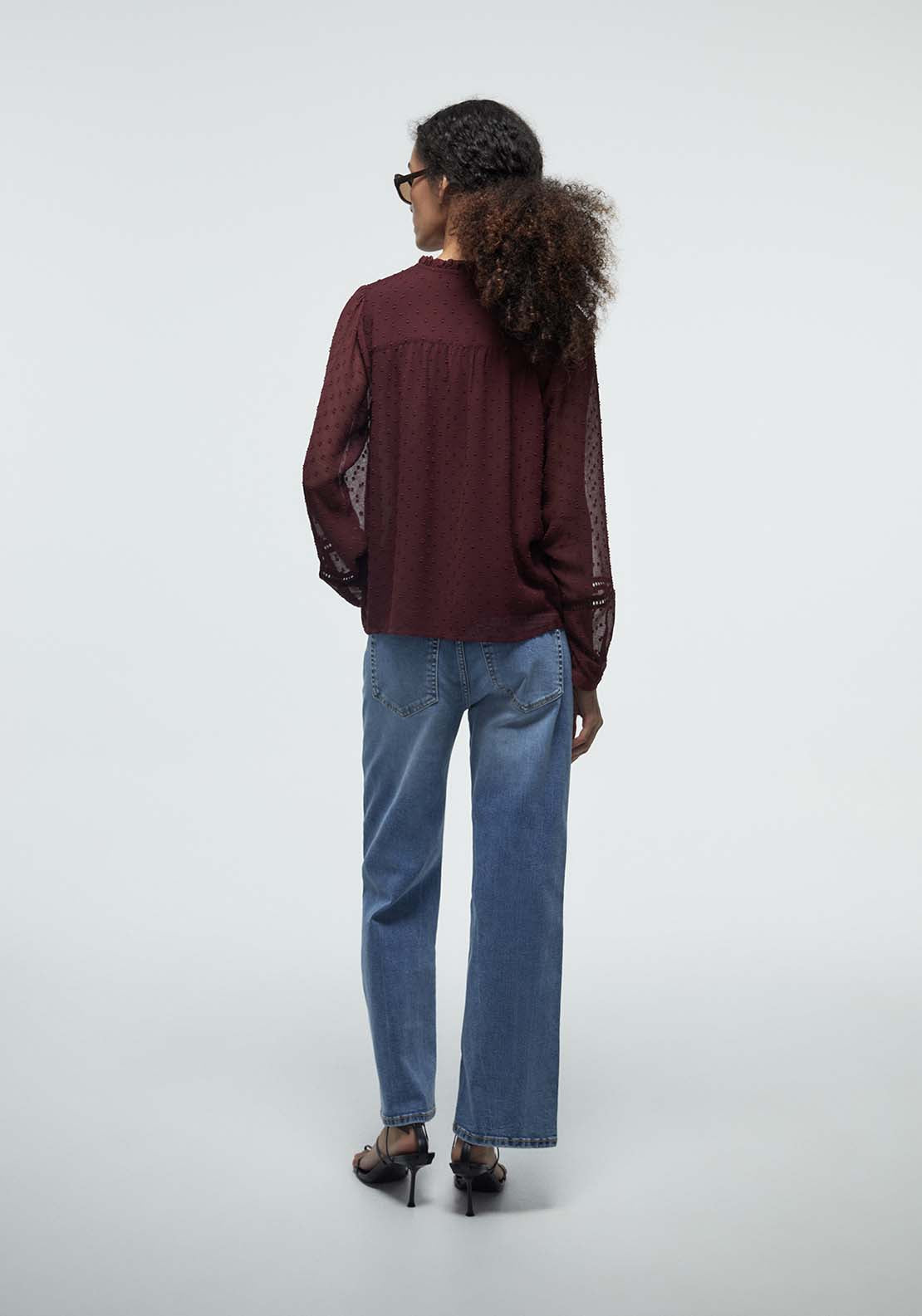 Buttons Plumetis Shirt - Red