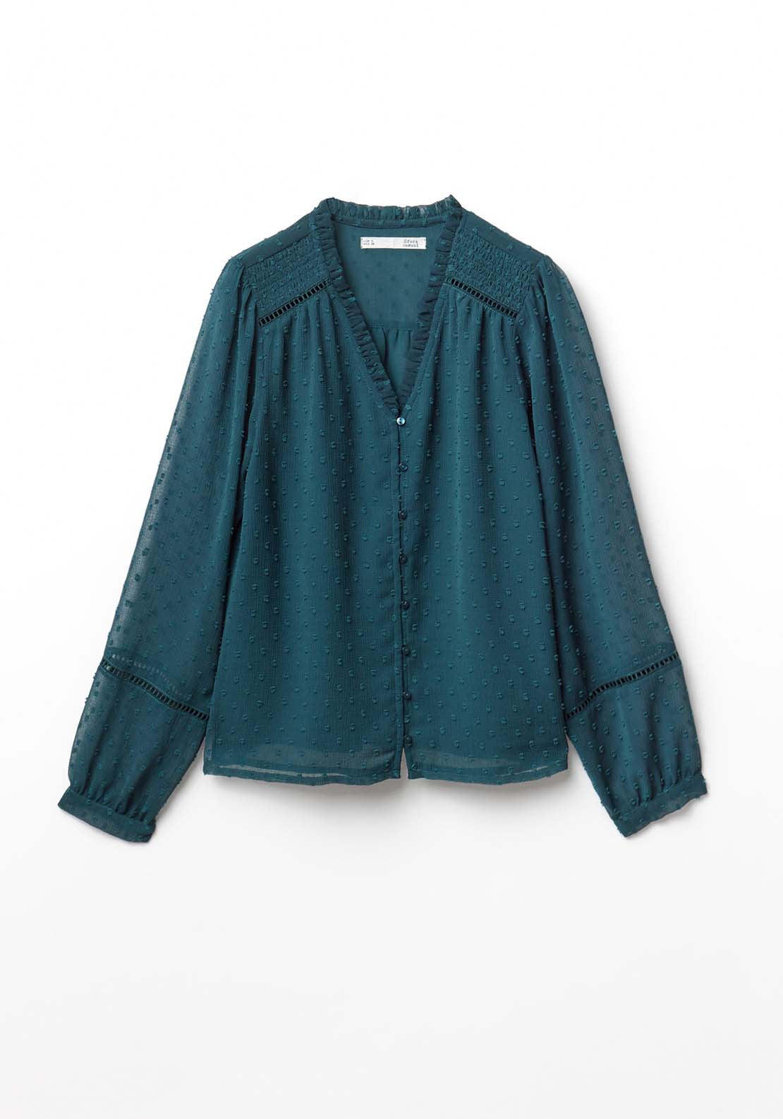 Buttons Plumetis Shirt - Green