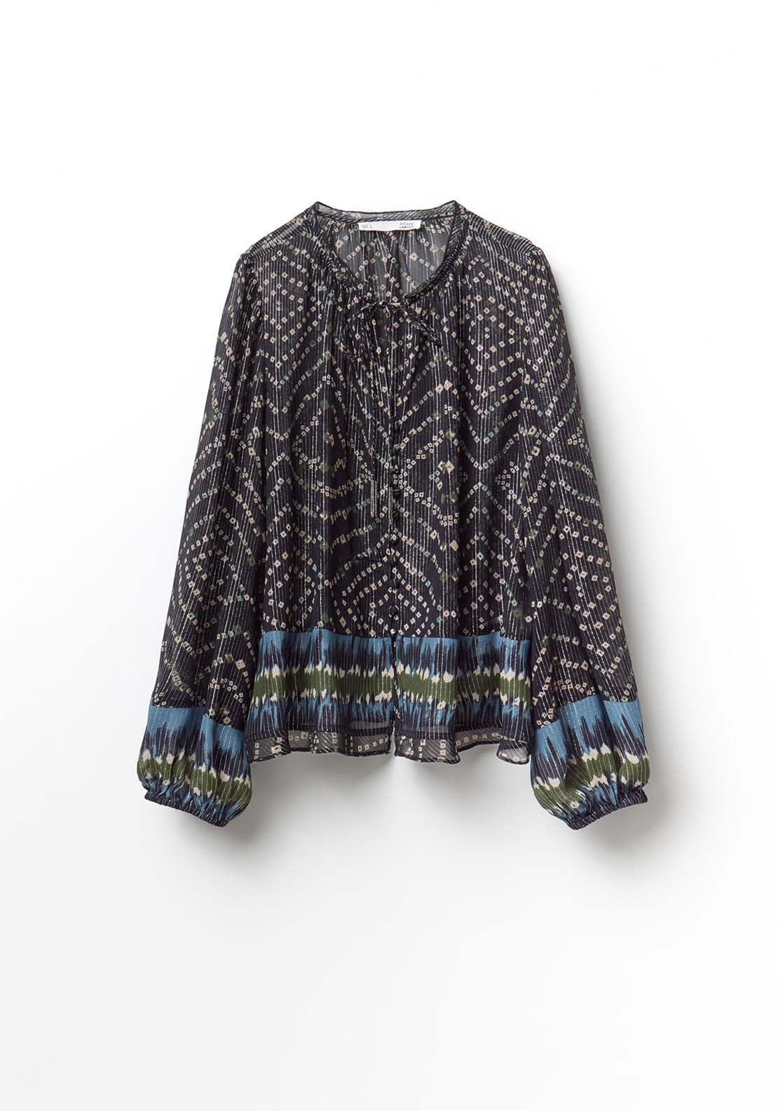 Printed Lurex Blouse - Blue