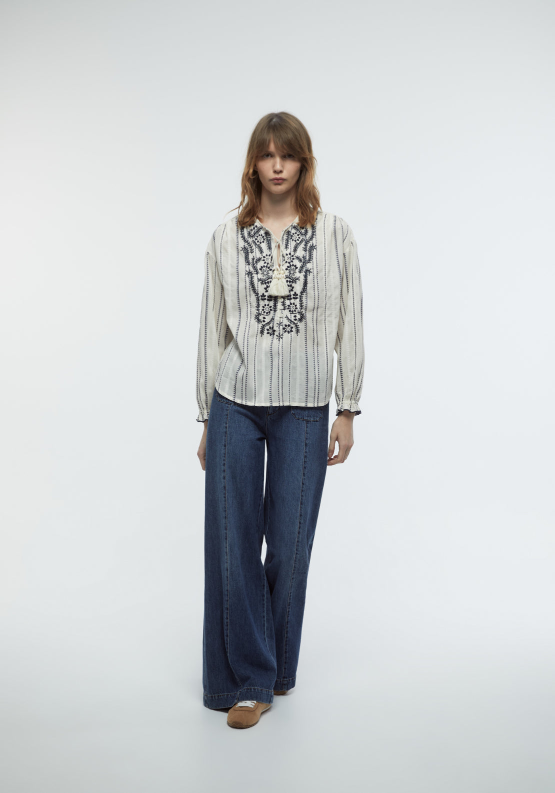 Embroidered Rustic Blouse - Cream