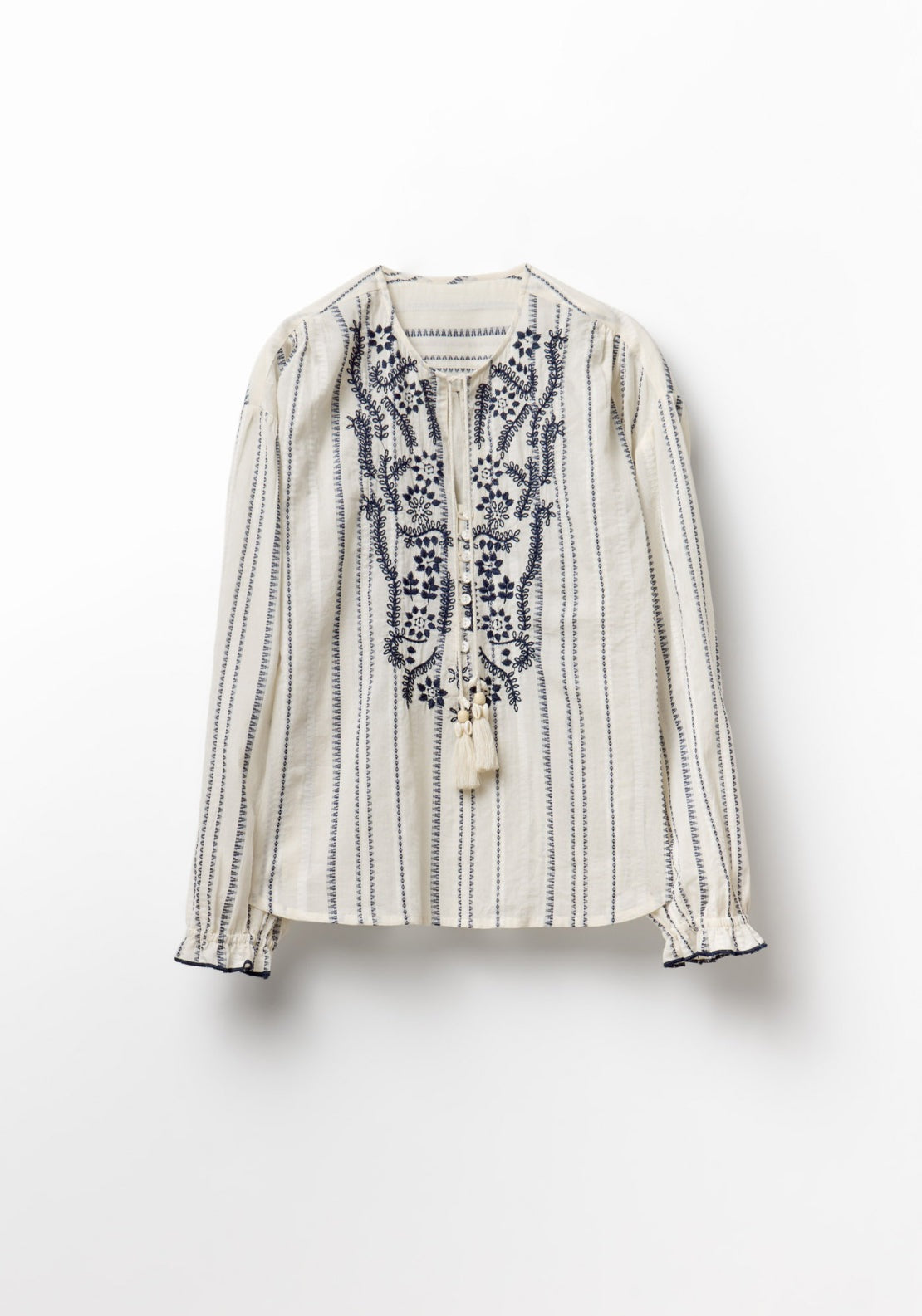 Embroidered Rustic Blouse - Cream