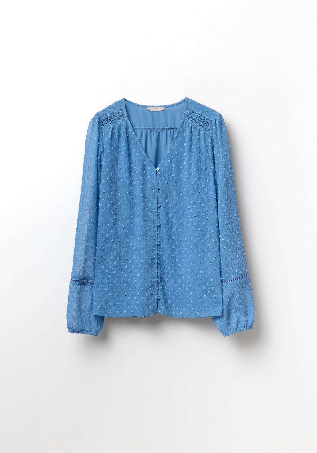 Buttons Plumetis Shirt - Blue