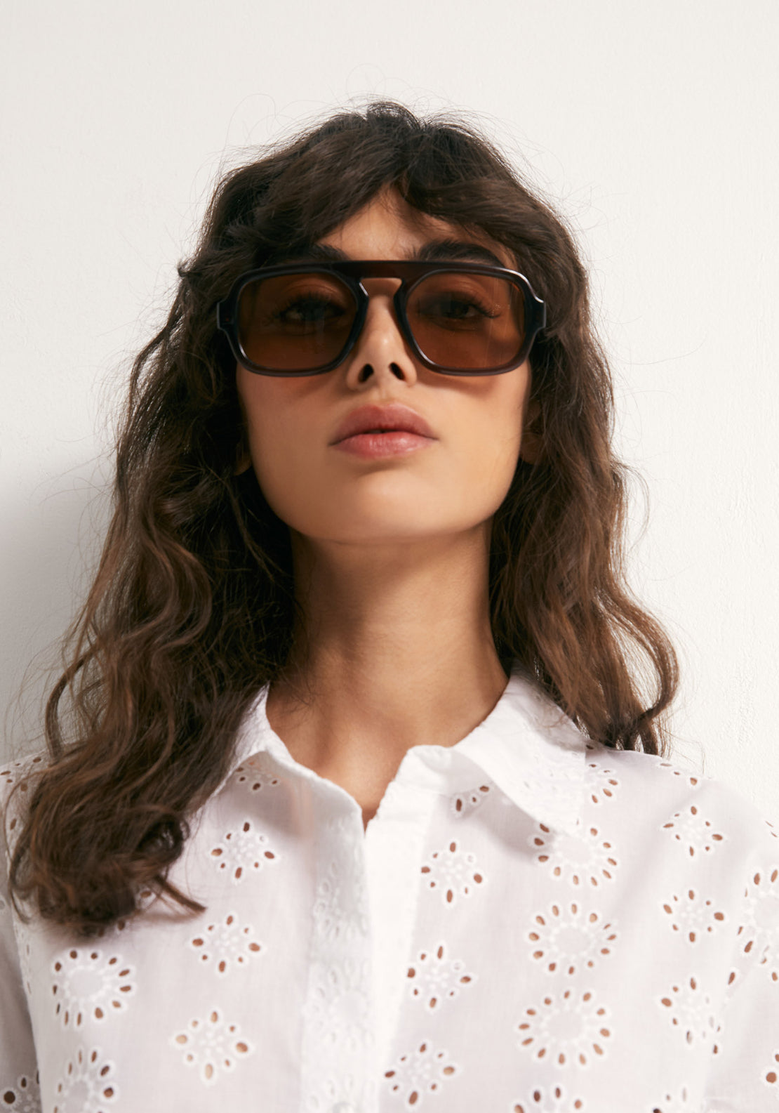 Cotton Schiffli Shirt - White