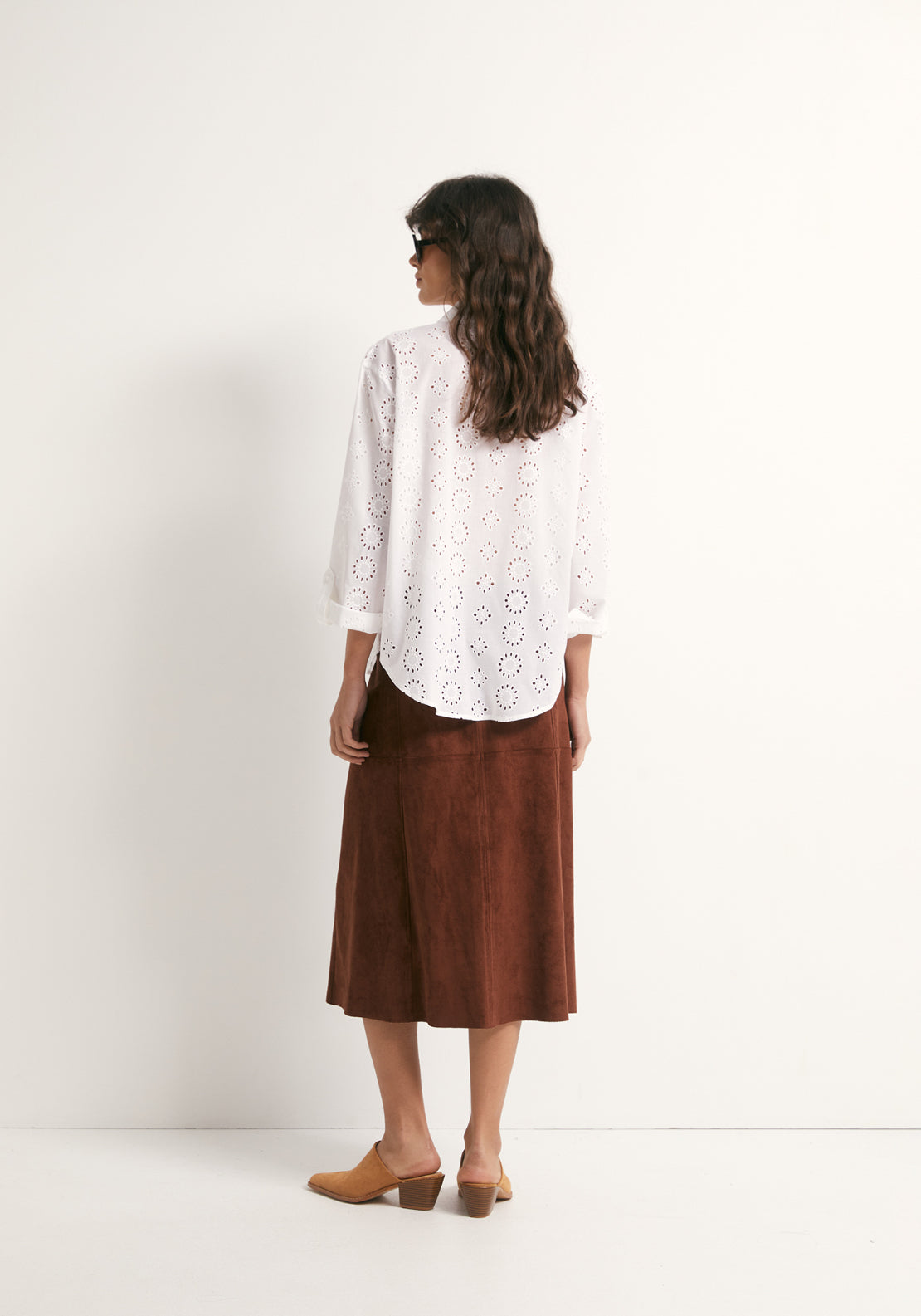 Cotton Schiffli Shirt - White