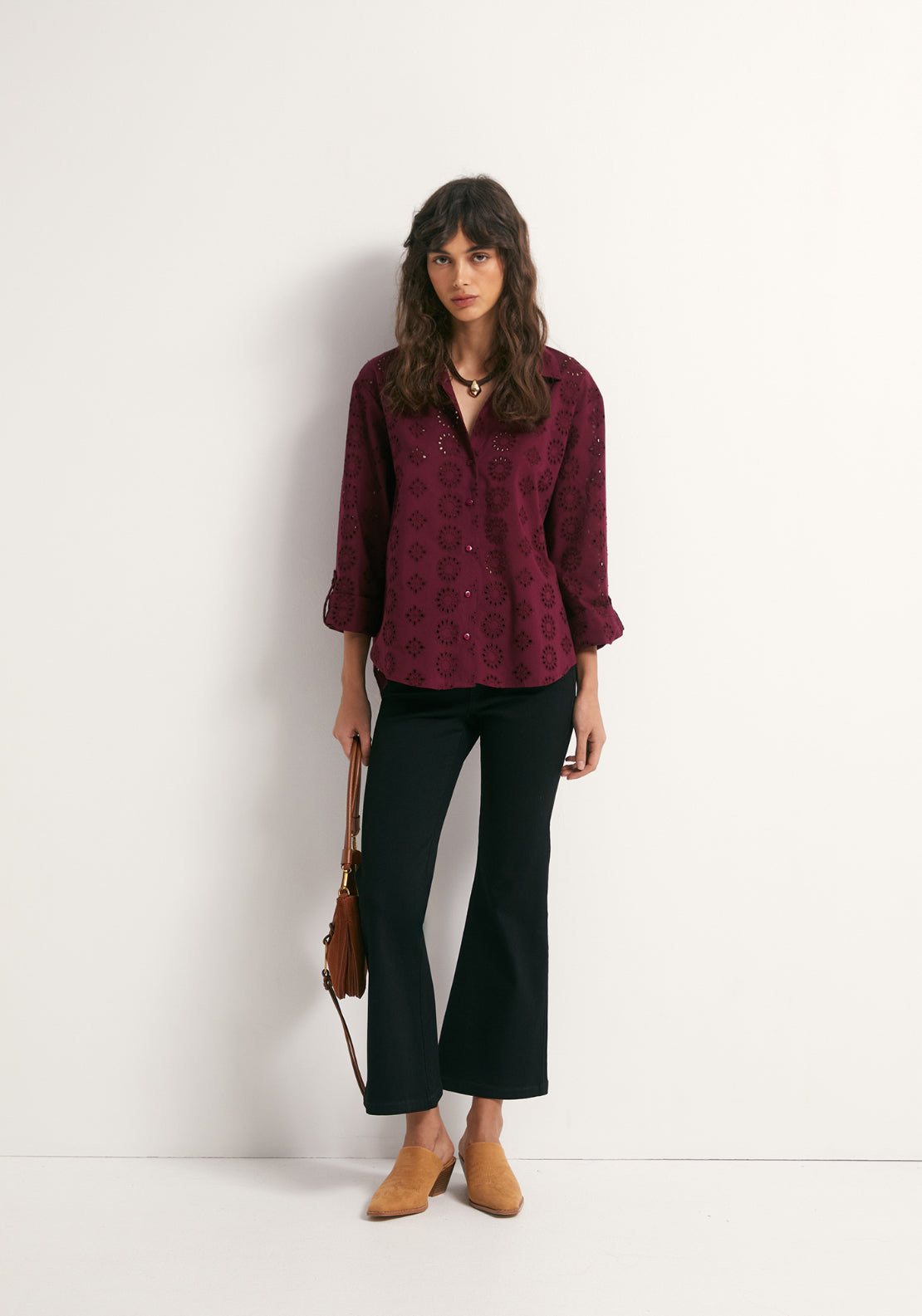 Cotton Schiffli Shirt - Red