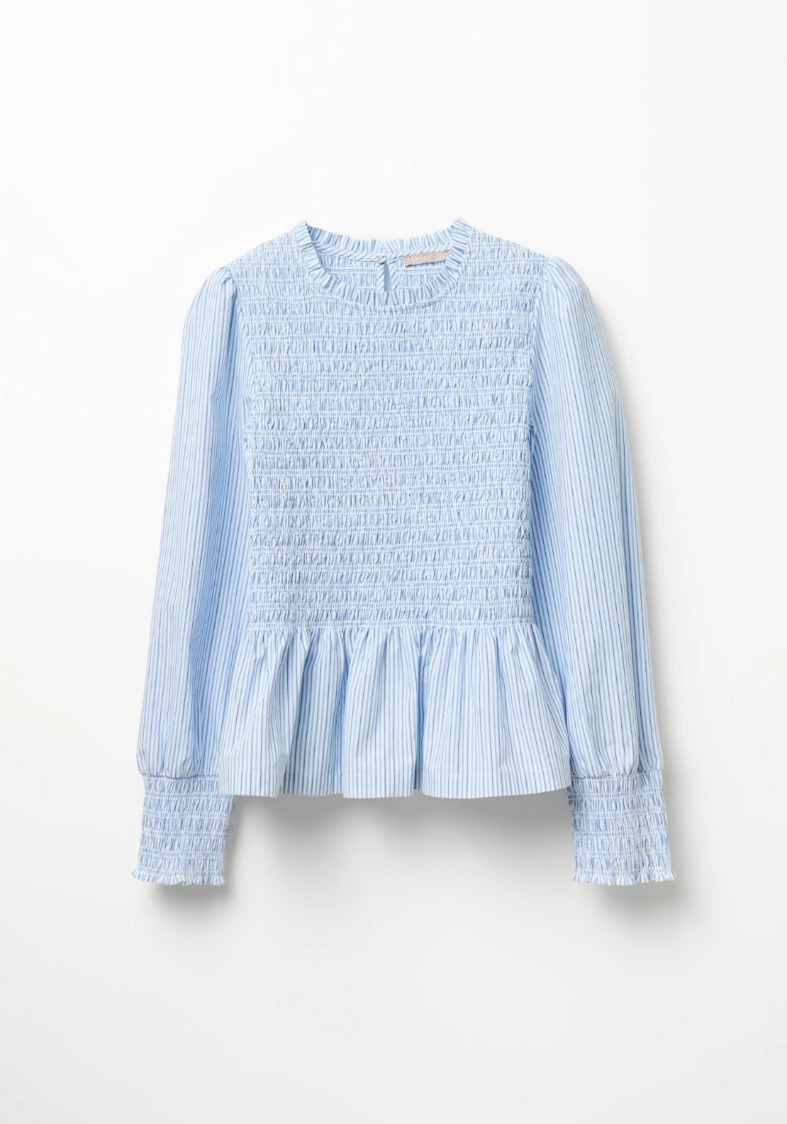 Striped Smocked Blouse - Blue