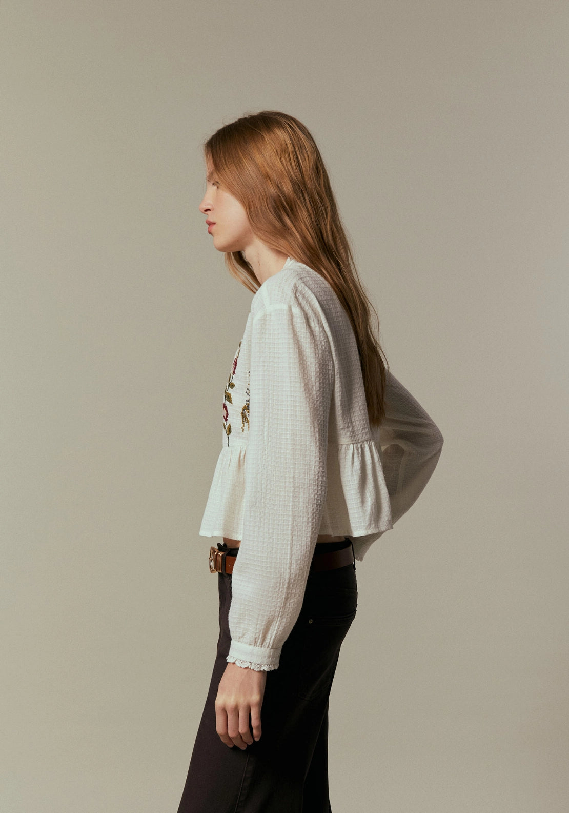 Floral Embroidered Blouse - White