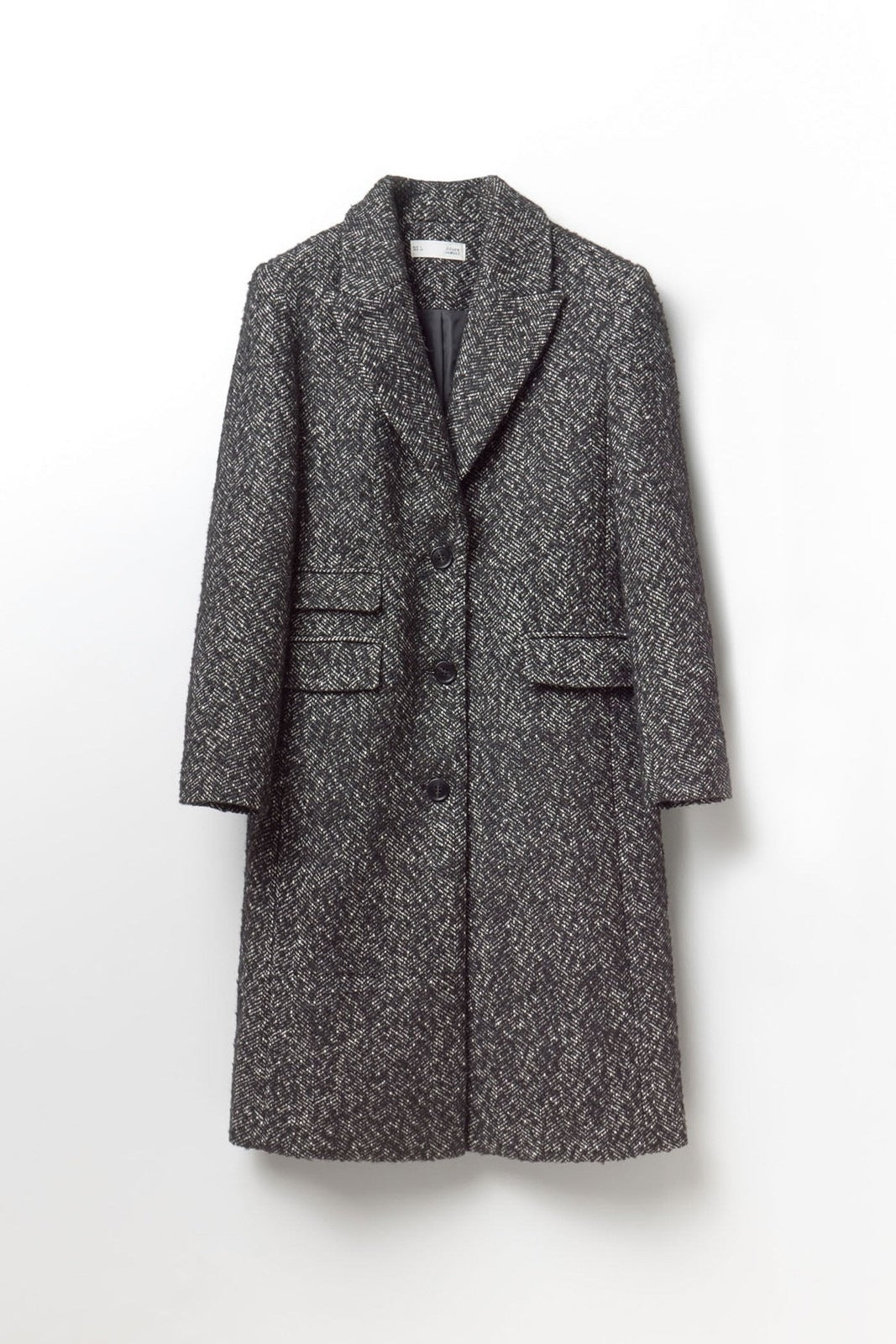 Long Herringbone Coat - Grey
