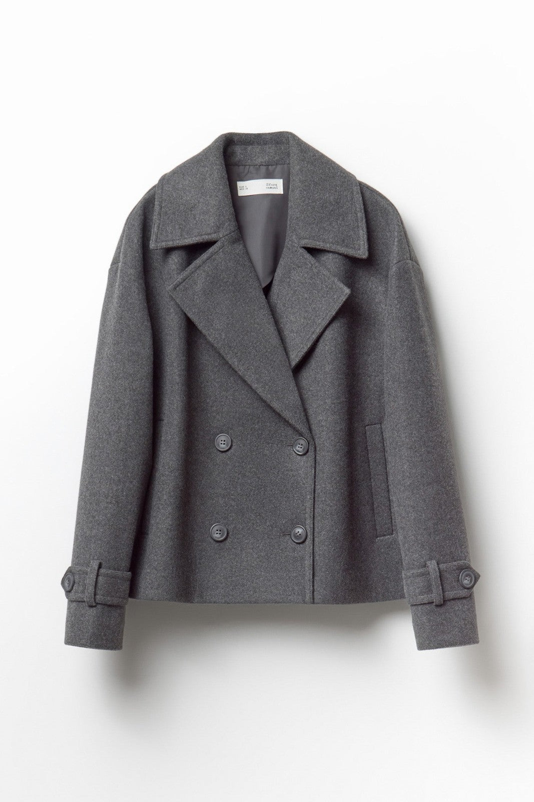 Short Double-Breasted Coat - Grey