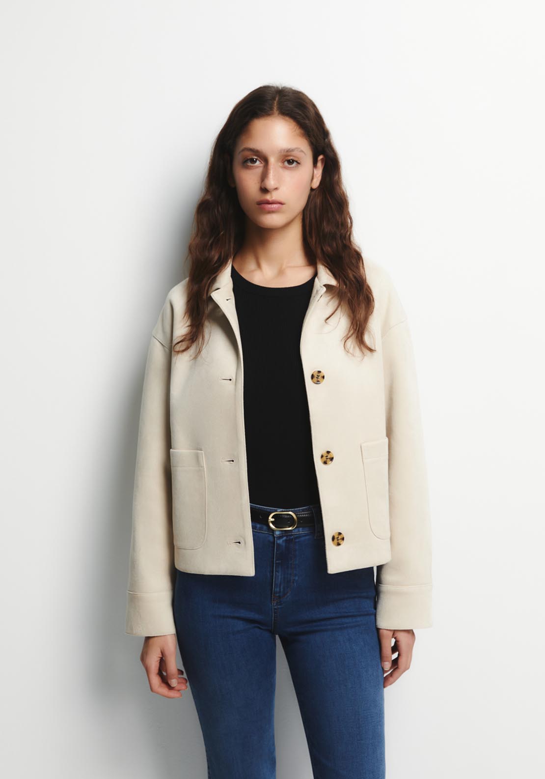 Faux-Suede Jacket - Cream