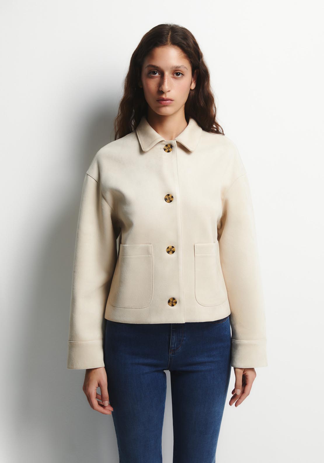 Faux-Suede Jacket - Cream