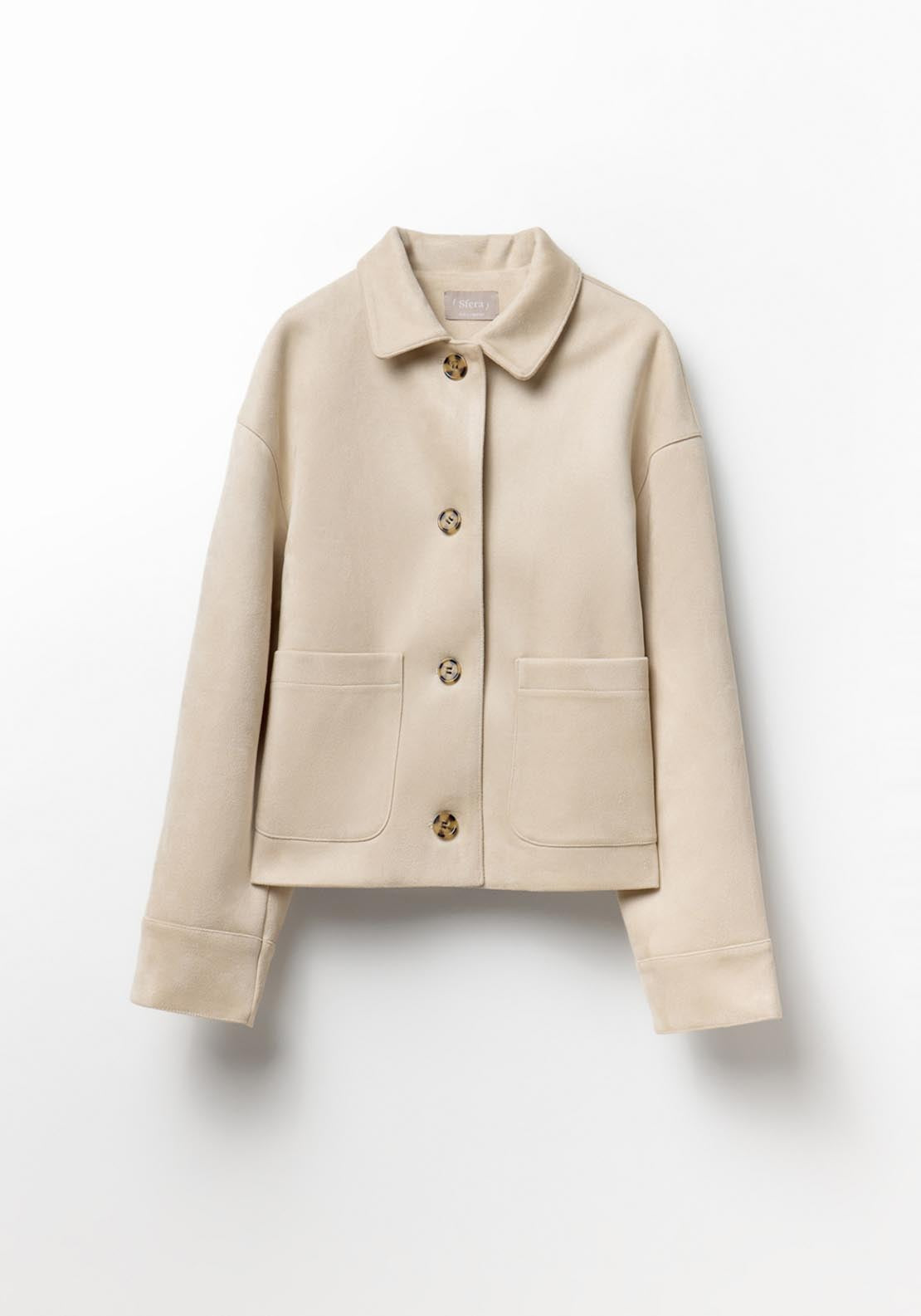 Faux-Suede Jacket - Cream