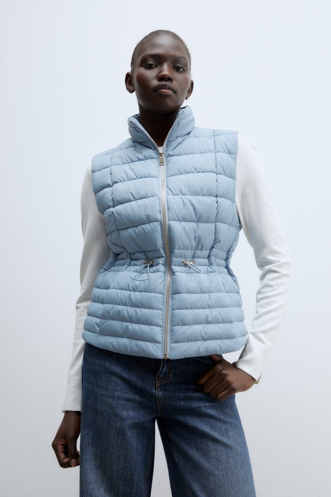 Sfera Quilted gilet - Light Blue 1 Shaws Department Stores