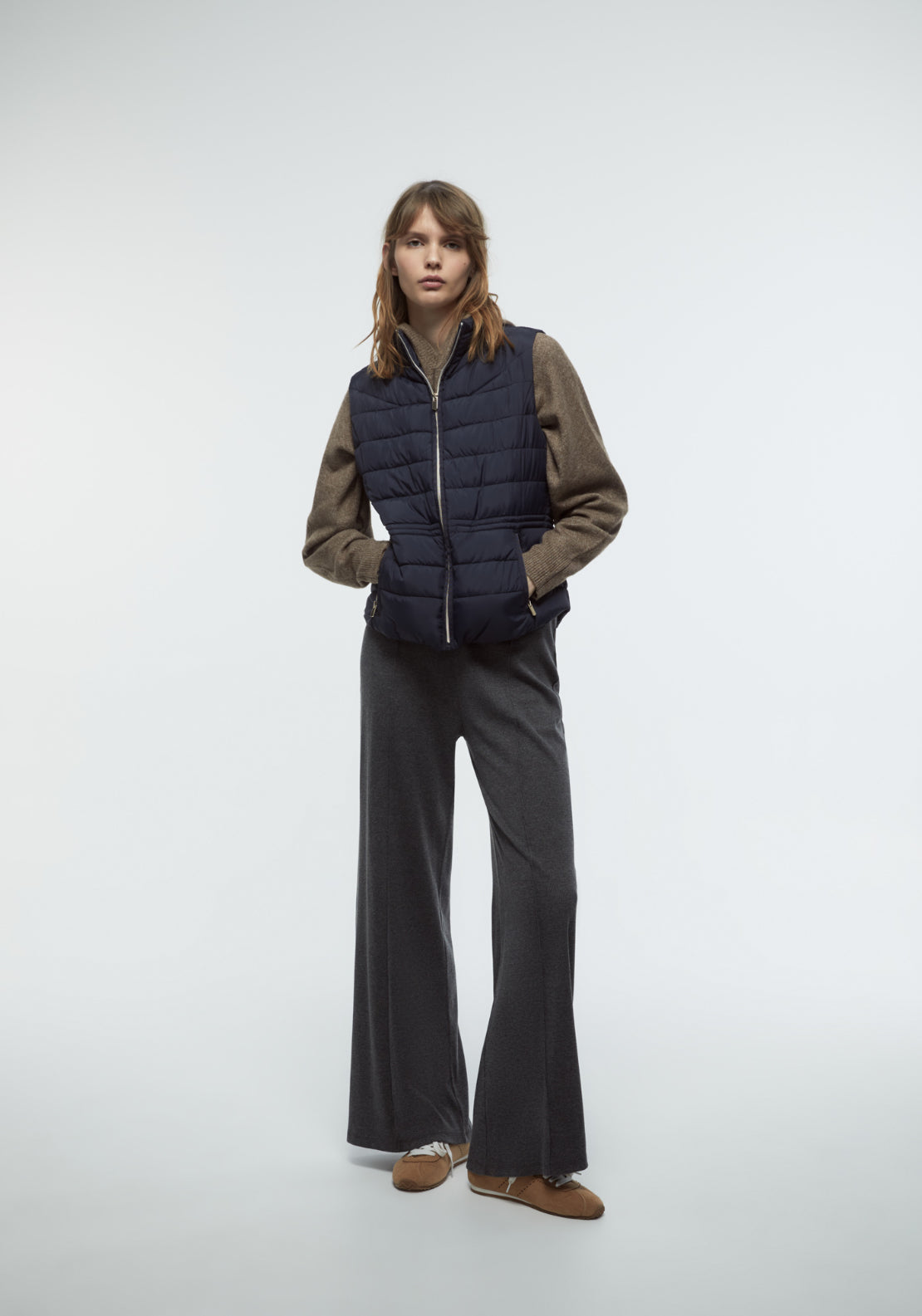 High Neck Quilted Gilet - Blue