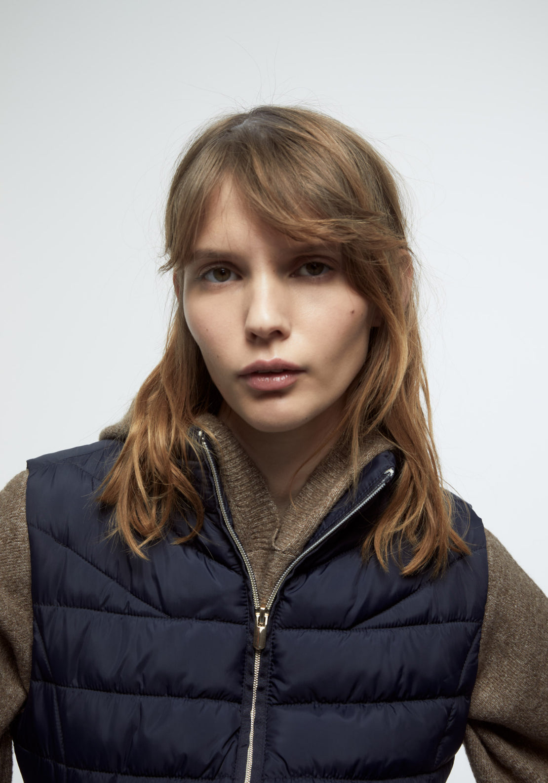 High Neck Quilted Gilet - Blue