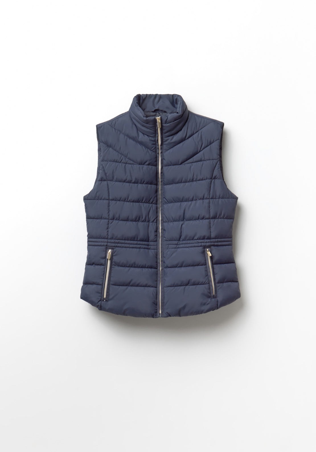 High Neck Quilted Gilet - Blue
