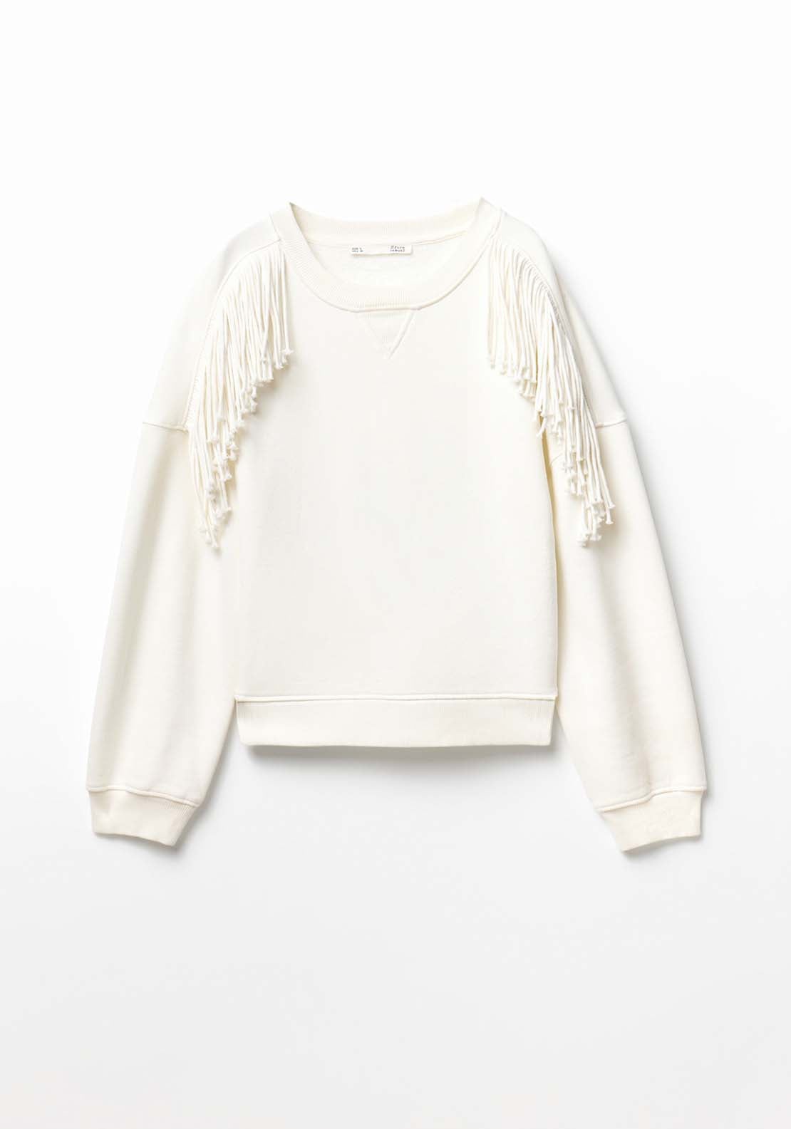 Shoulder Fringe Sweatshirt - Cream