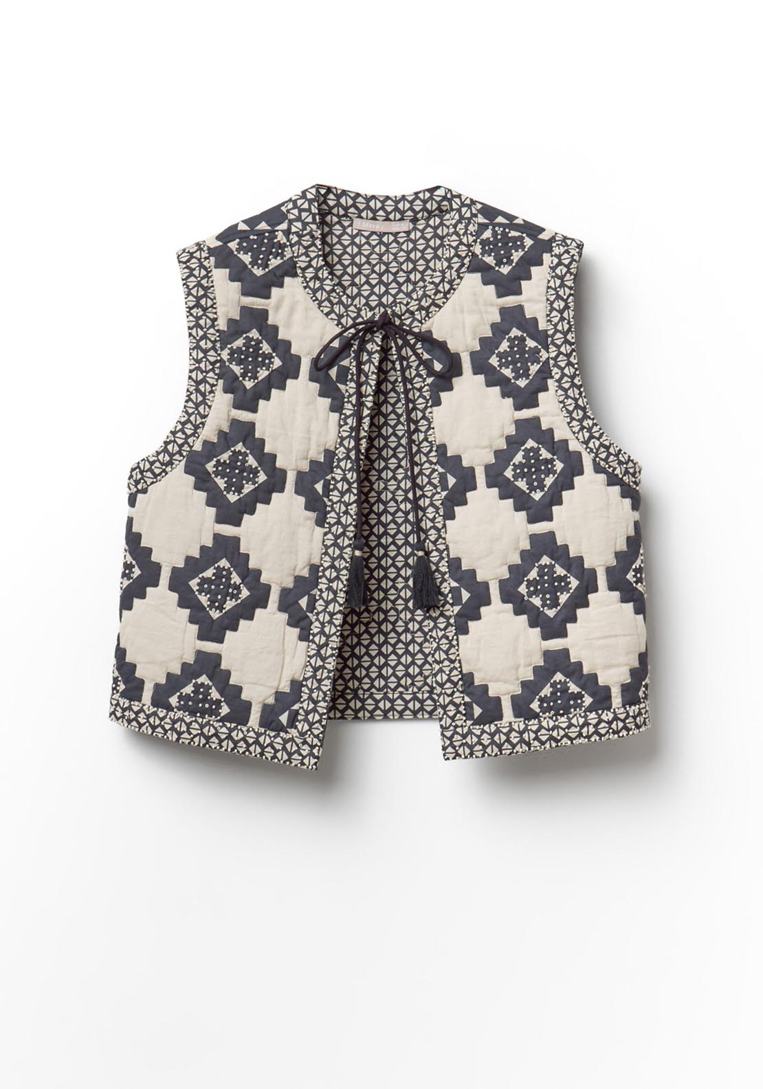 Beads Quilted Vest - Black
