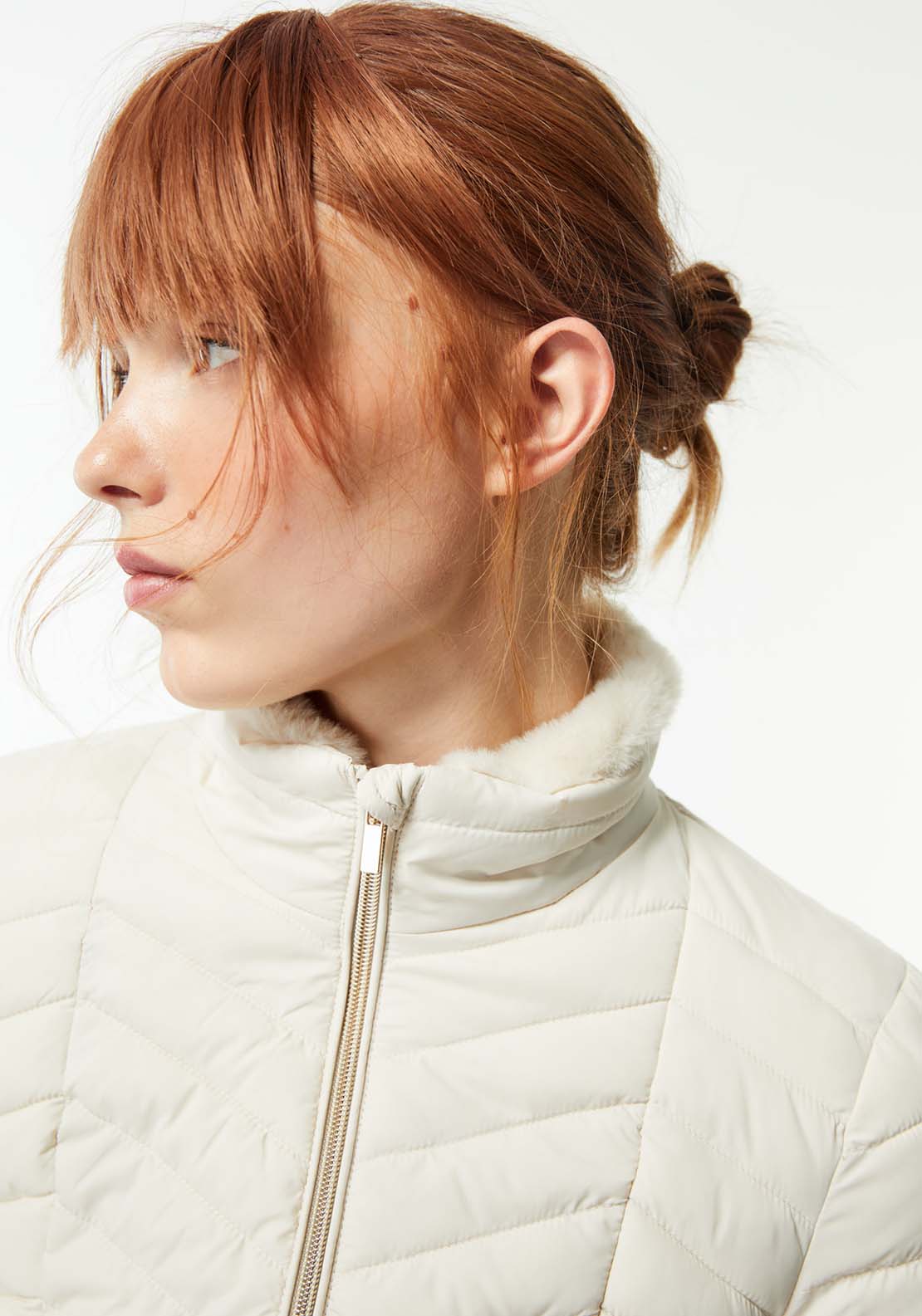 Sfera Plain Furry Parka - Ecru 3 Shaws Department Stores