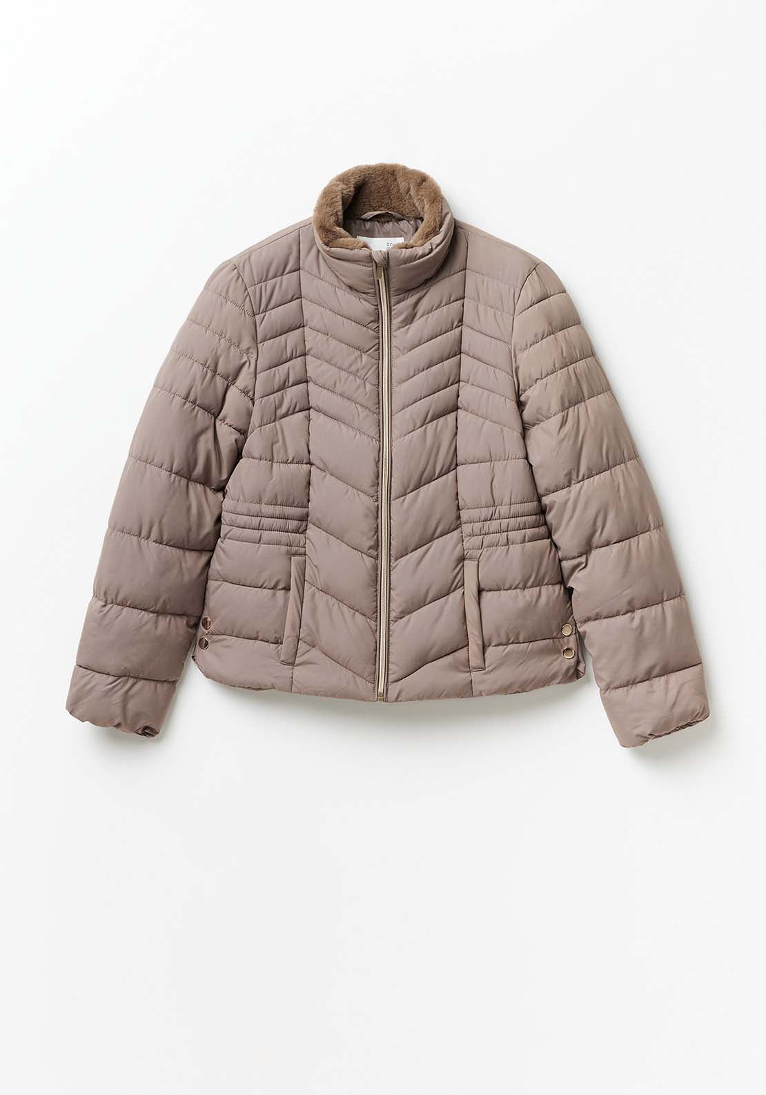Sfera Plain Furry Parka - Taupe 5 Shaws Department Stores