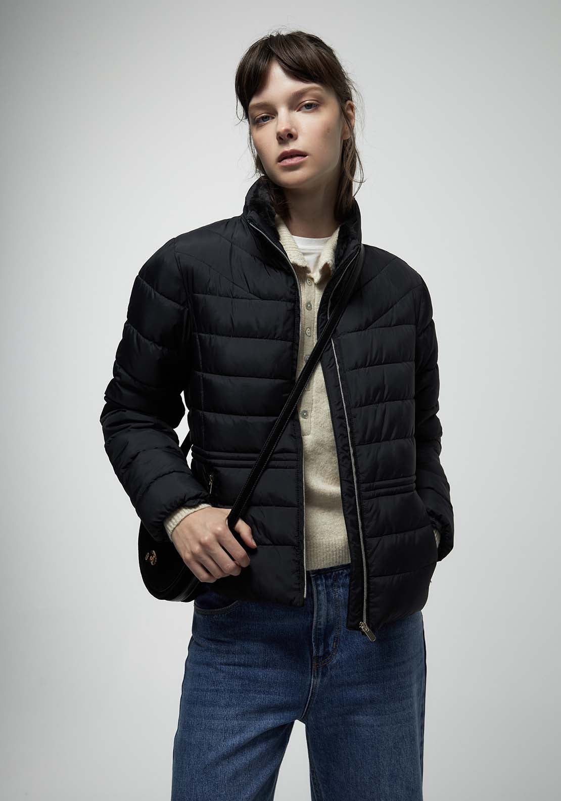 Fur Lined Basic Parka - Black